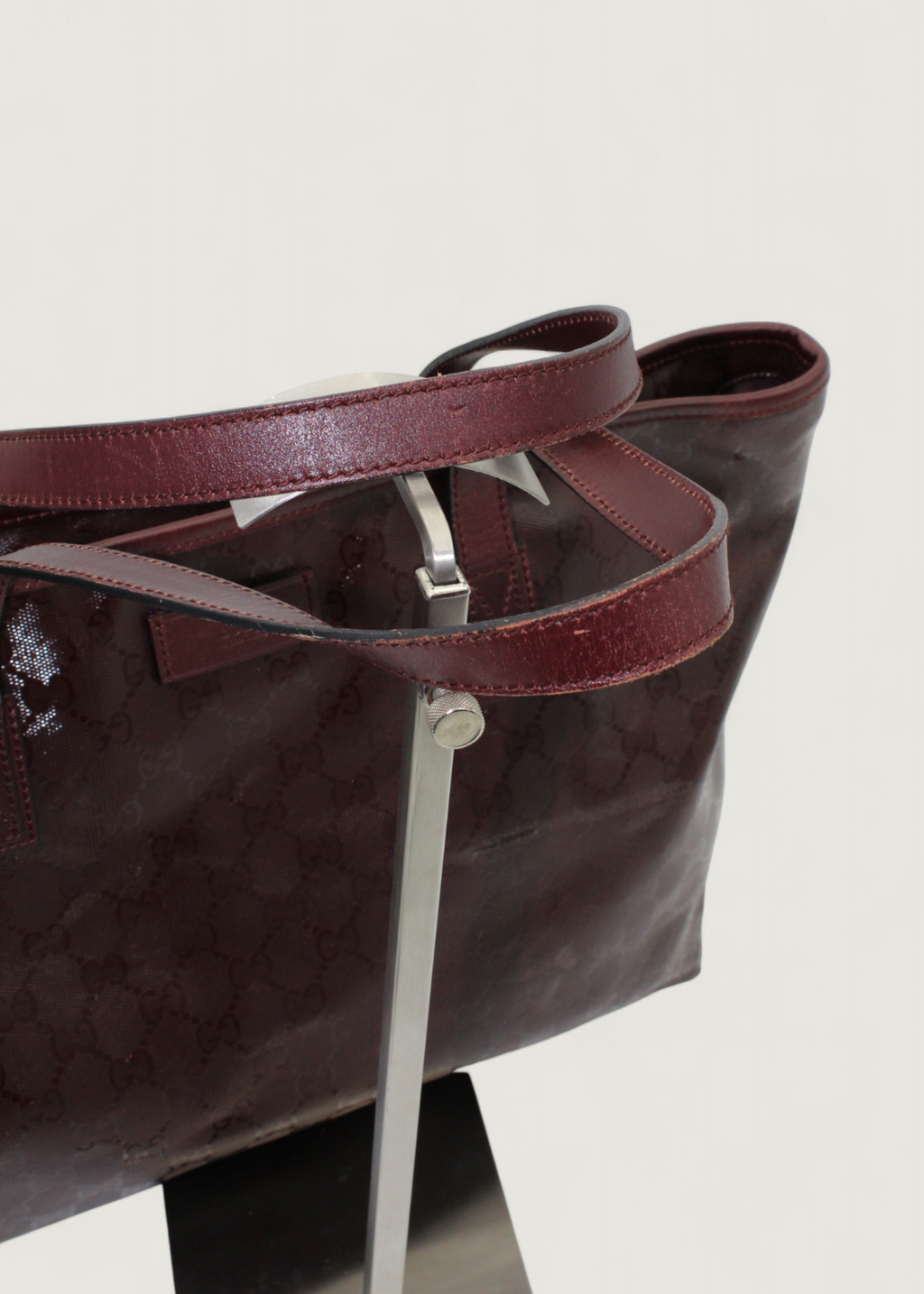 Preloved | Gucci Monogram Totebag i GG Imprime Canvas i Bordeaux Rød