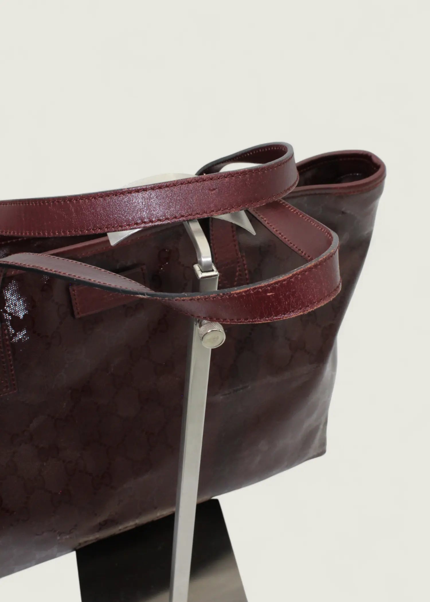 Preloved | Gucci Monogram Totebag i GG Imprime Canvas i Bordeaux Rød Gucci