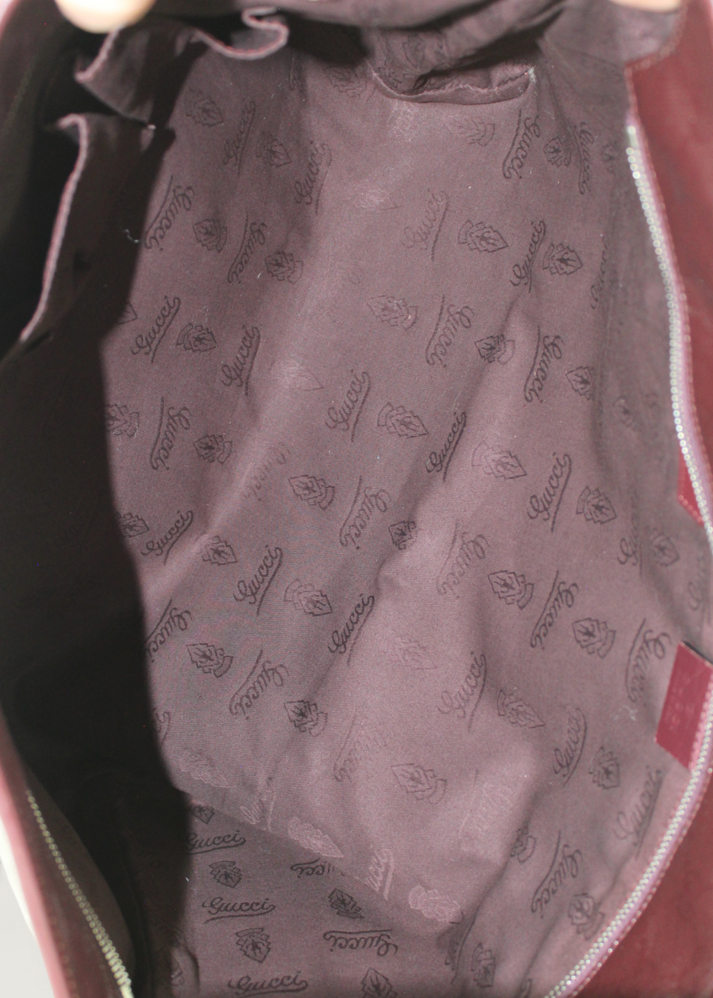 Preloved | Gucci Monogram Totebag i GG Imprime Canvas i Bordeaux Rød