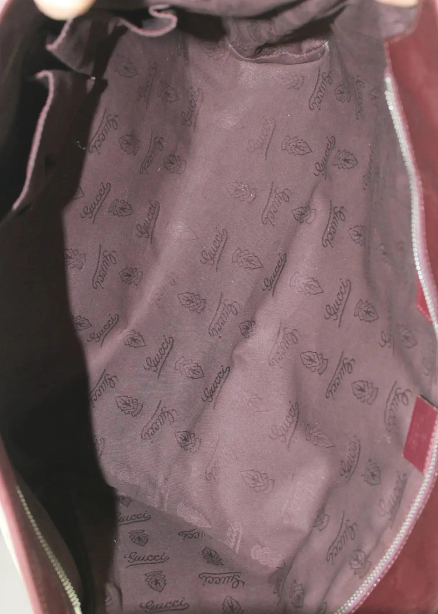 Preloved | Gucci Monogram Totebag i GG Imprime Canvas i Bordeaux Rød Gucci