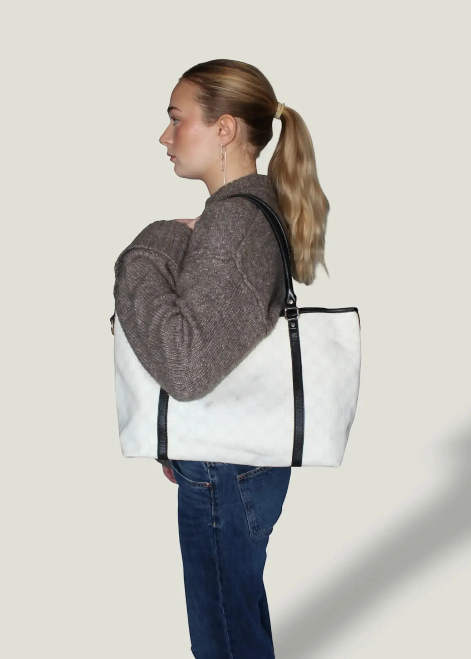 Preloved | Gucci Monogram Totebag i GG Supreme Hvid Gucci