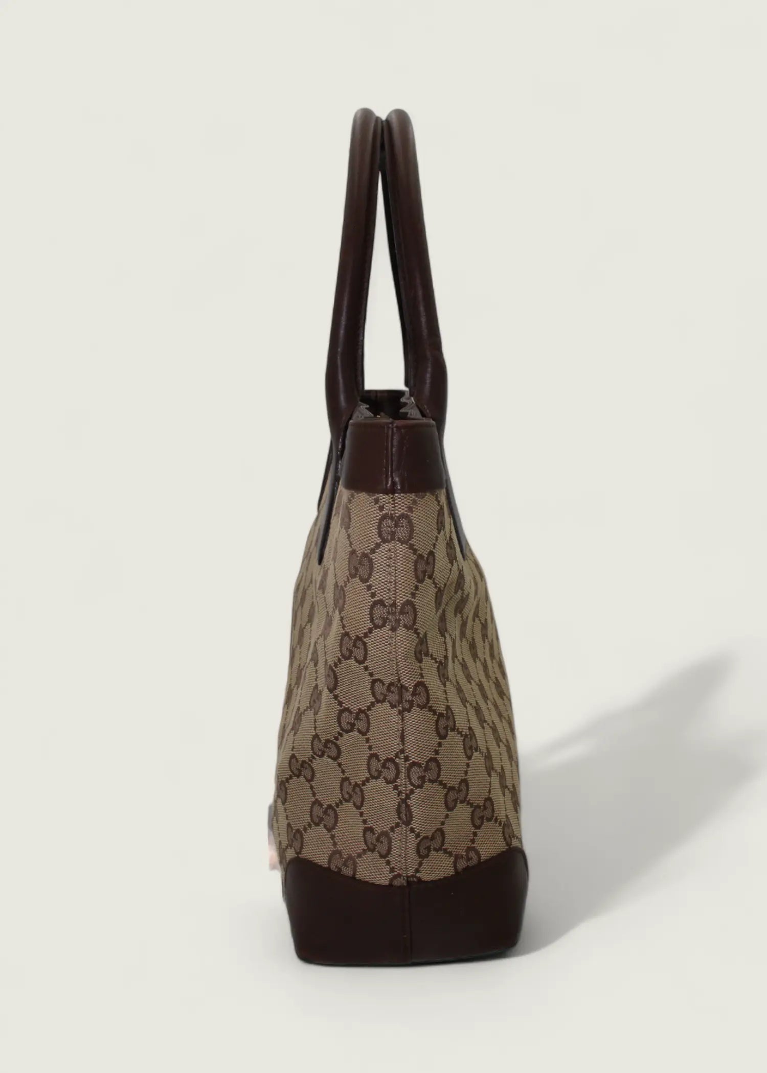Preloved | Gucci Monogram Totebag i GG Supreme med Brun Læder Gucci