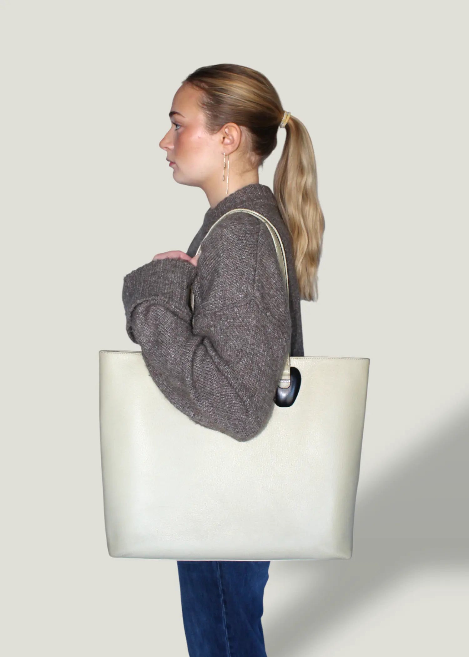 Preloved | Gucci Monogram Totebag i Lys Læder Gucci