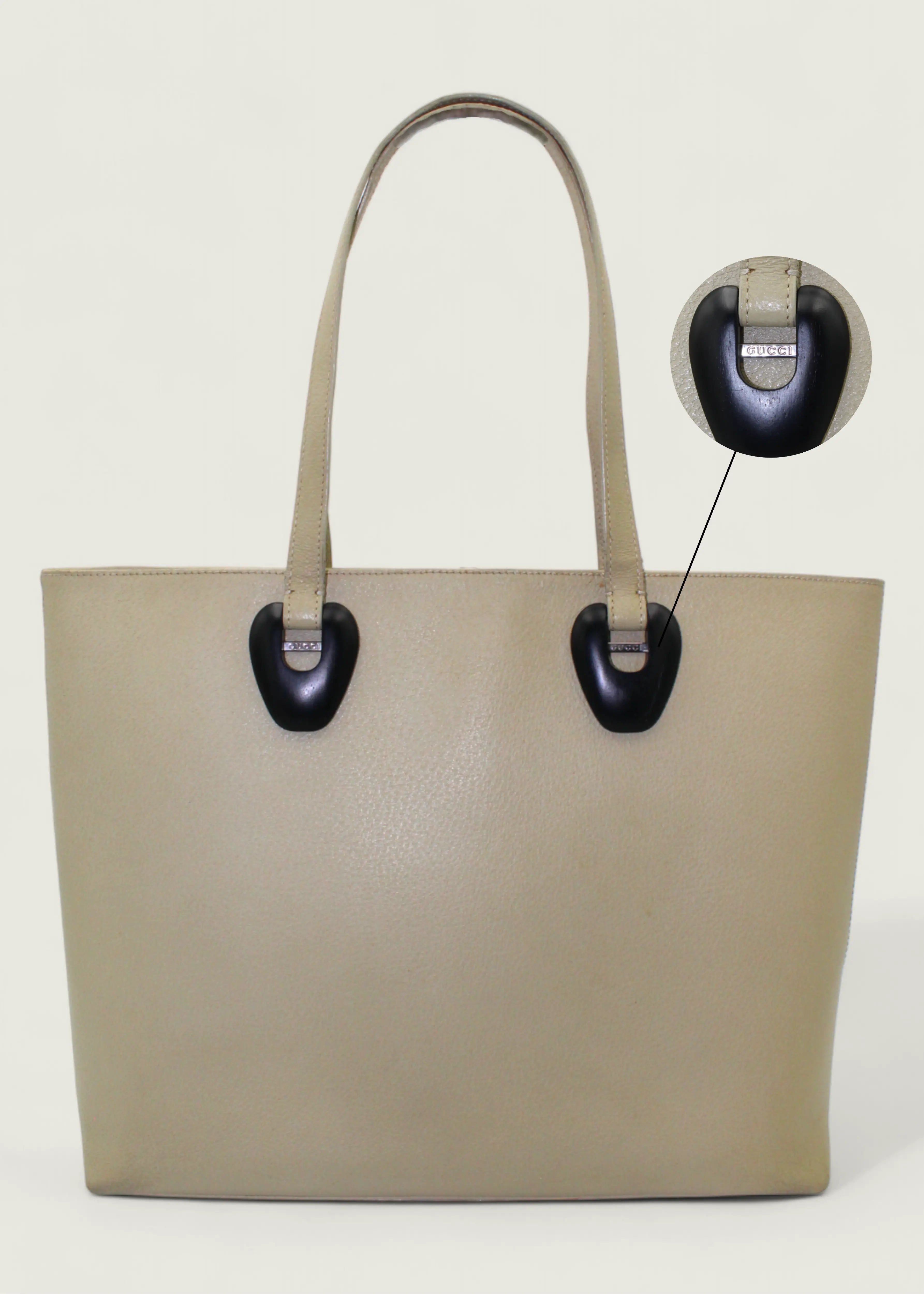 Preloved | Gucci Monogram Totebag i Lys Læder Gucci