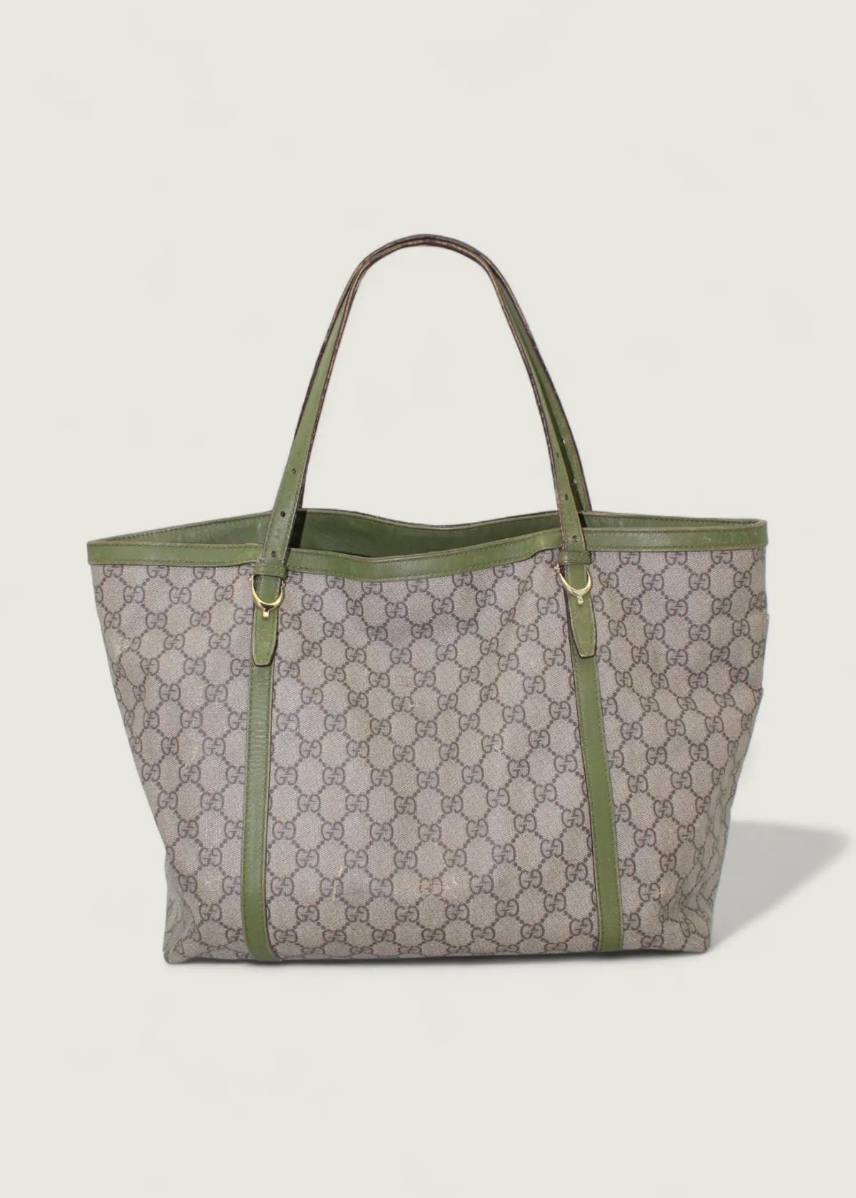 Preloved | Gucci Monogram Nice Totebag i GG Supreme med Grøn Læder Gucci