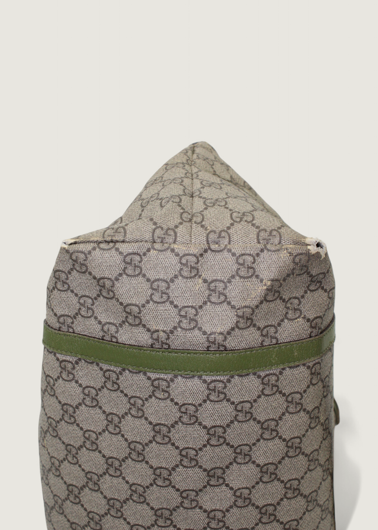 Preloved | Gucci Monogram Nice Totebag i GG Supreme med Grøn Læder