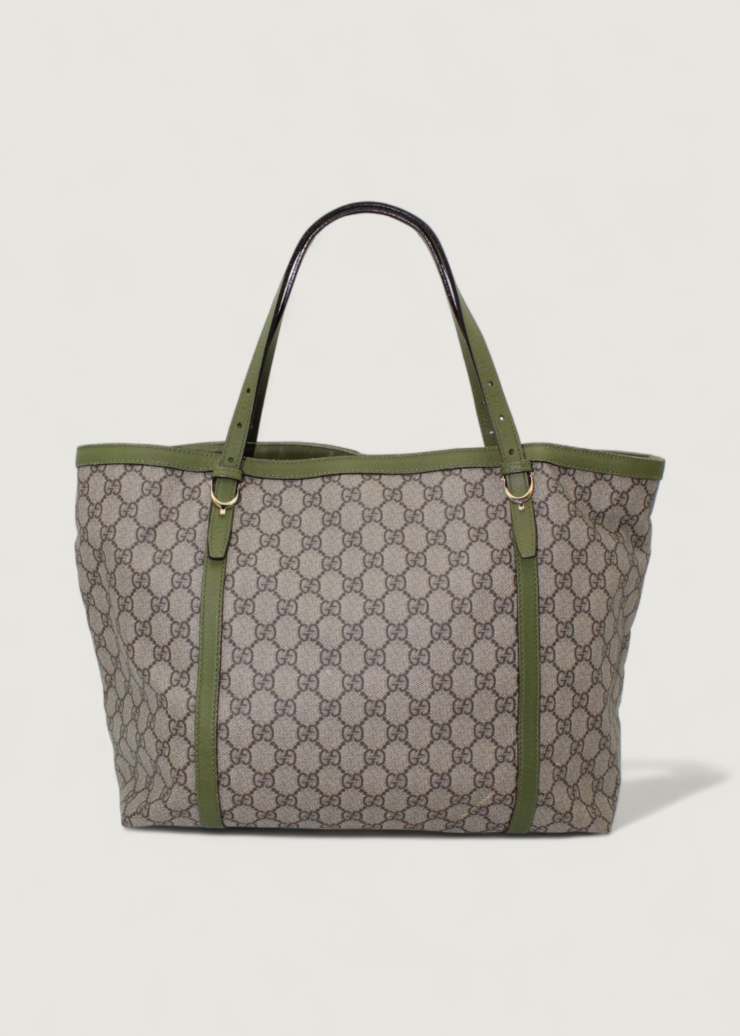 Preloved | Gucci Monogram Nice Totebag i GG Supreme med Grøn Læder