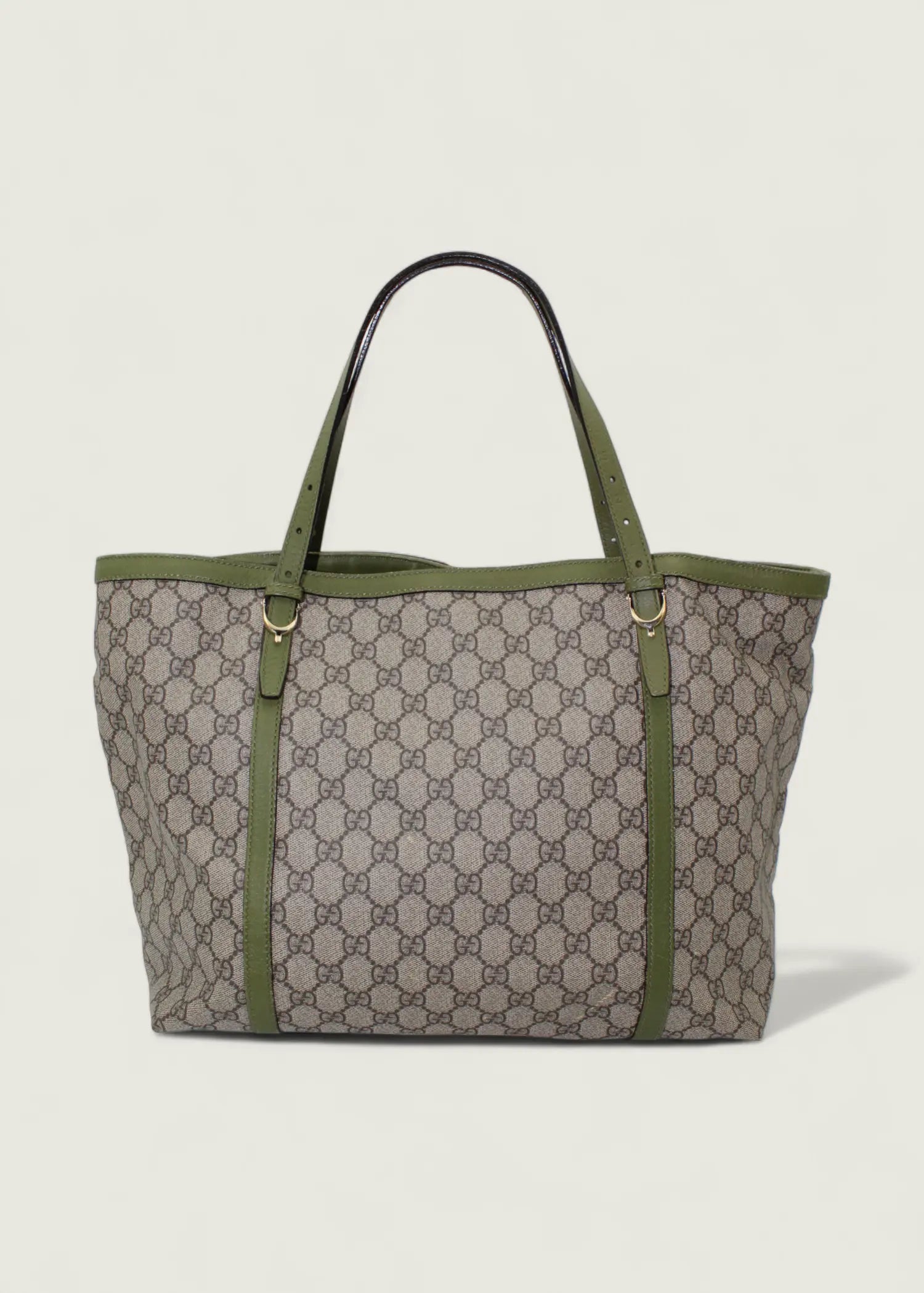 Preloved | Gucci Monogram Nice Totebag i GG Supreme med Grøn Læder Gucci