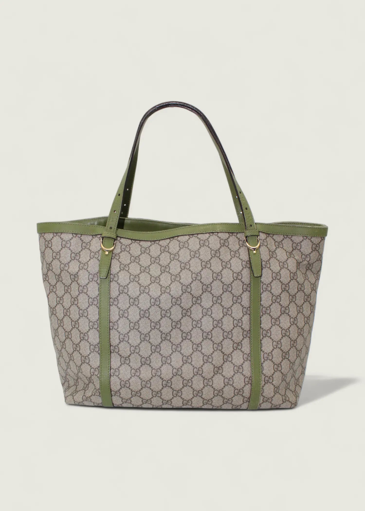 Preloved | Gucci Monogram Nice Totebag i GG Supreme med Grøn Læder Gucci