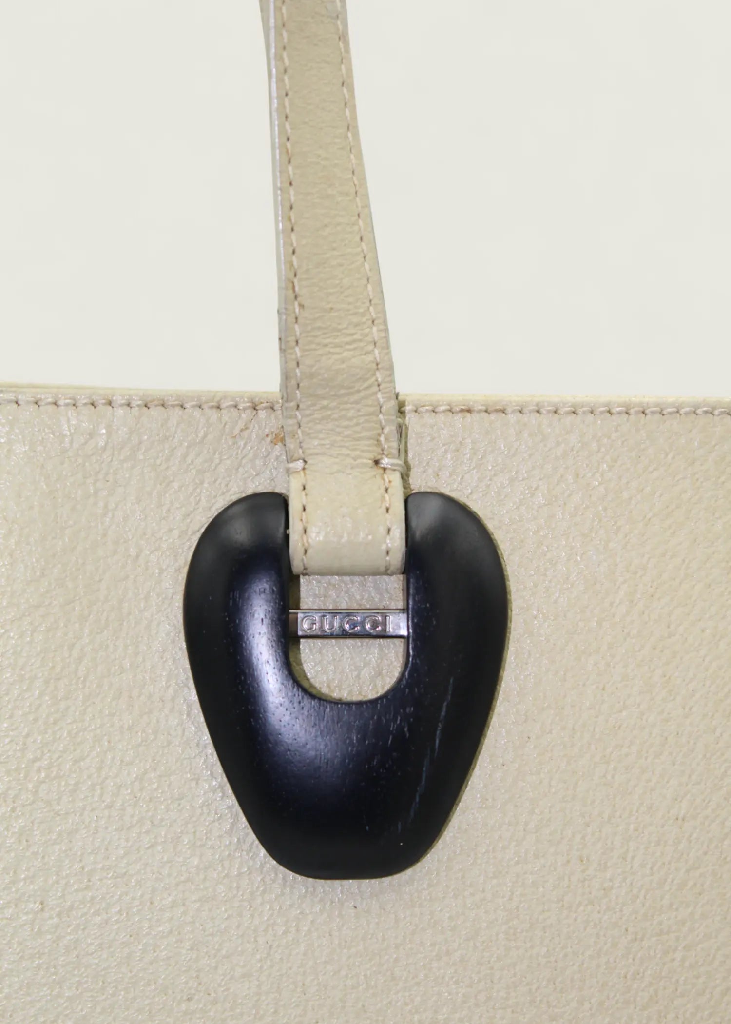 Preloved | Gucci Monogram Totebag i Lys Læder Gucci