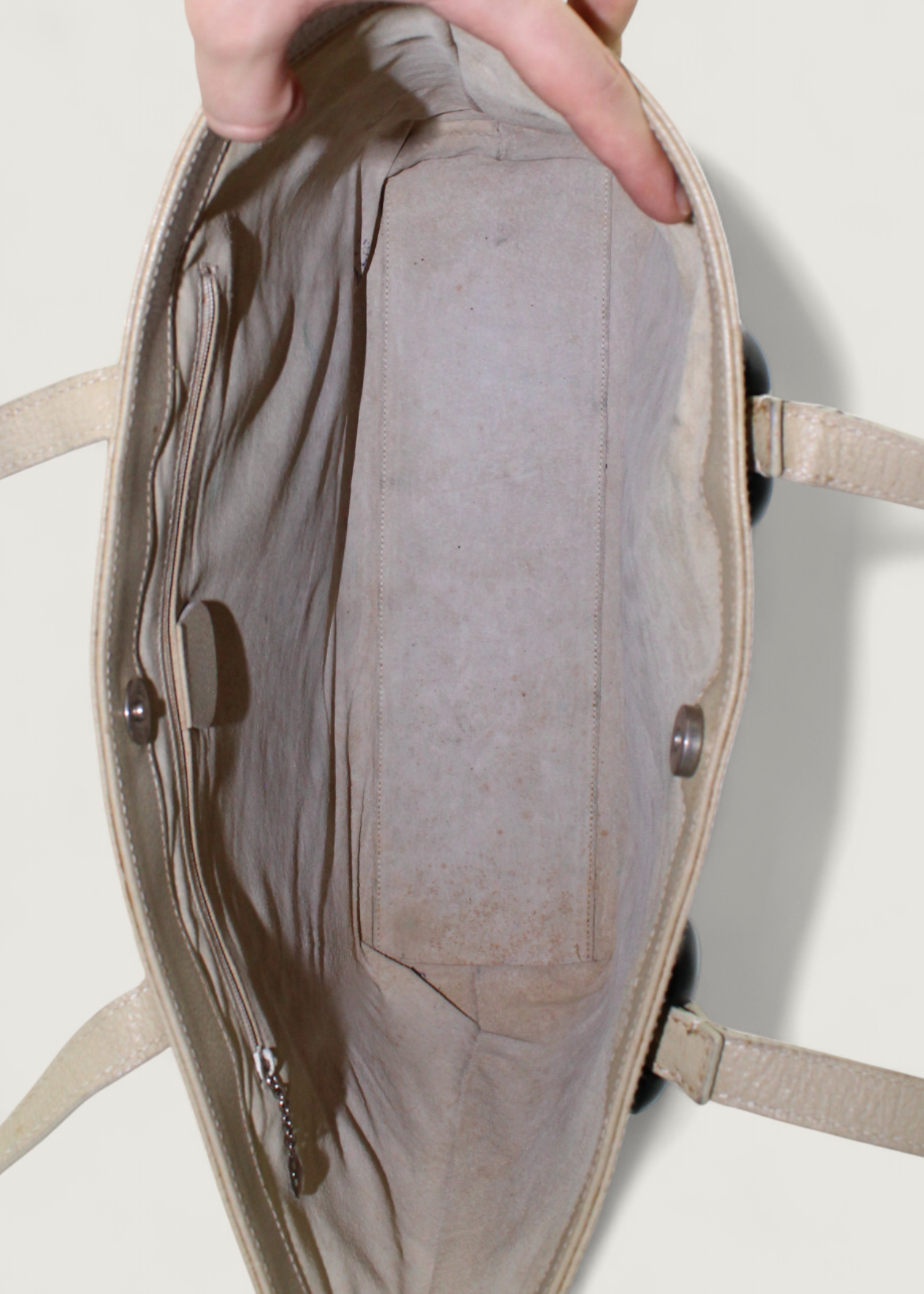 Preloved | Gucci Monogram Totebag i Lys Læder