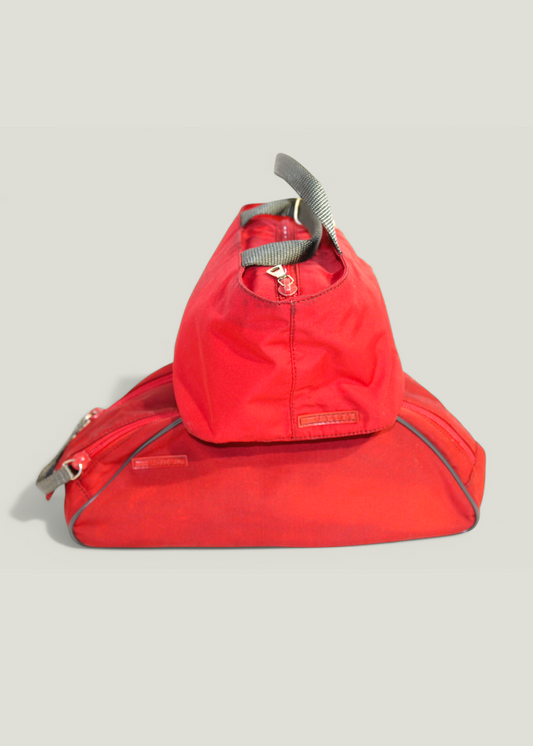 Preloved | PRADA Sport Toiletsæt i Rød Nylon med Originalt Garantikort
