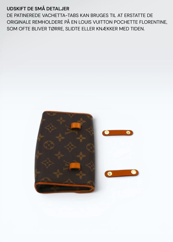 Vachetta Læderrem-holdere med Patineret Finish til Louis Vuitton Pochette Twin PM, GM & Florentine – 2 stk. Hidden Luxury Project