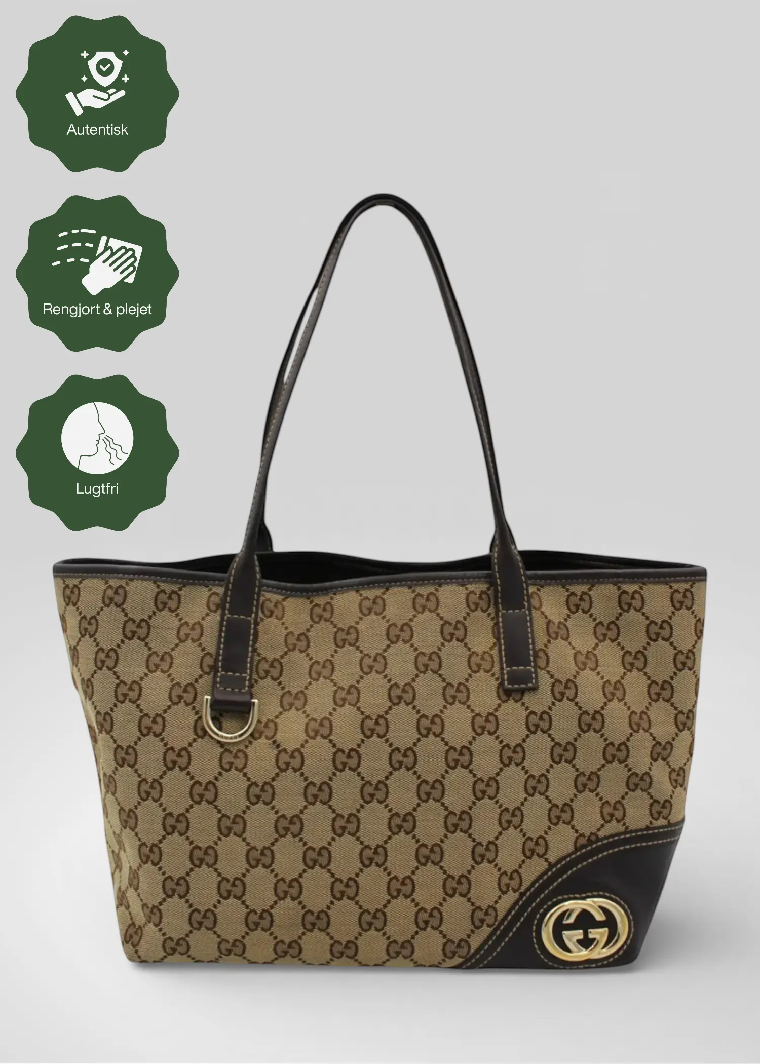 Preloved | Gucci GG Monogram Totebag i Brun med Guld Hardware