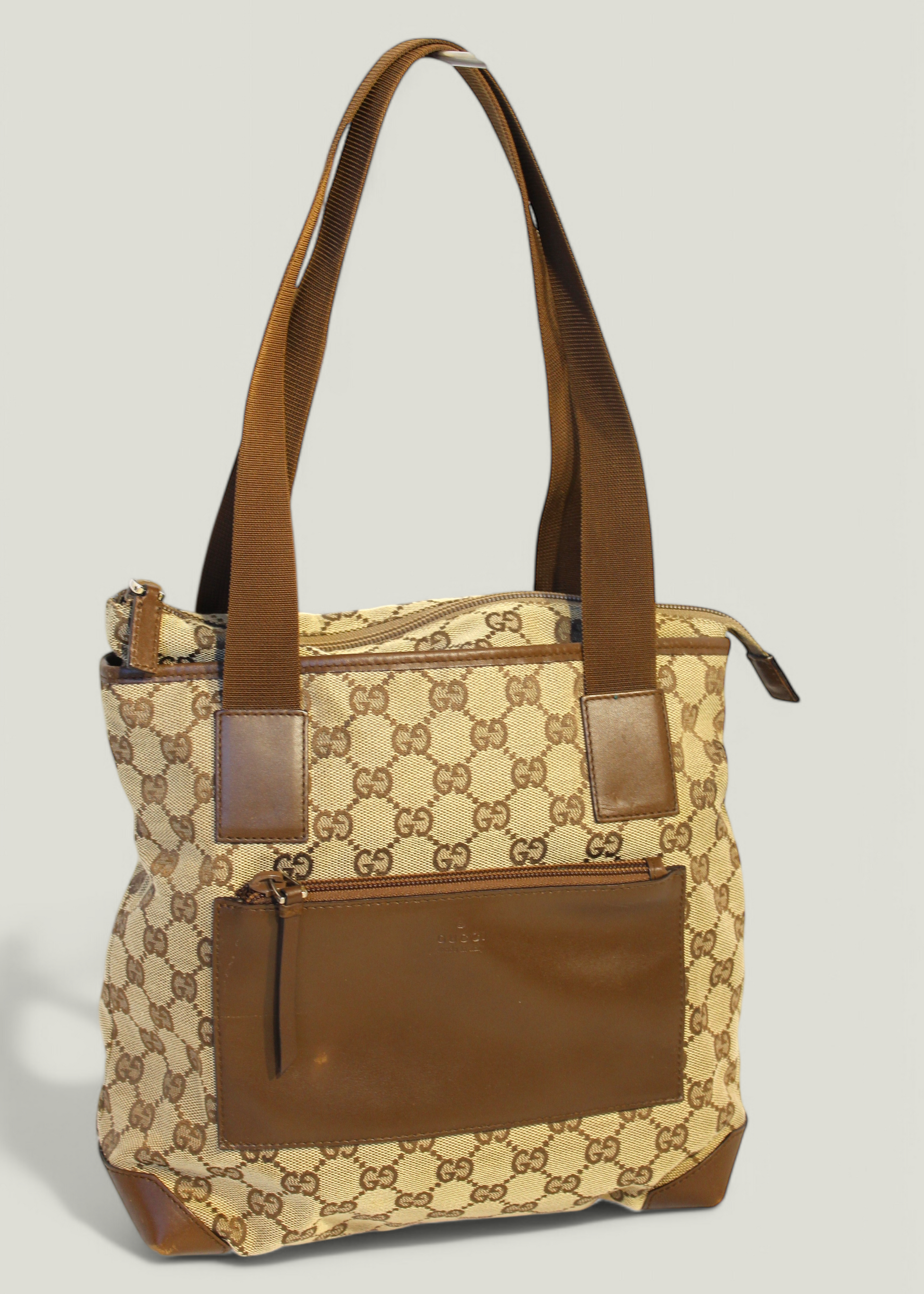 gucci gg monogram brun skuldertaske totebag