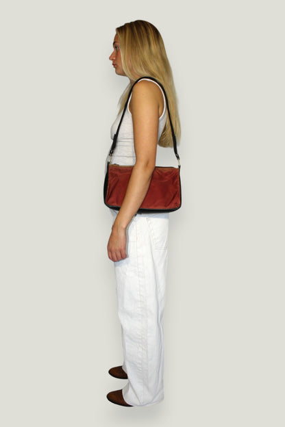 prada vintage rød sort skuldertaske crossbody
