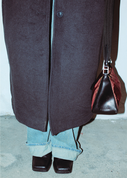 prada vintage rød sort skuldertaske crossbody