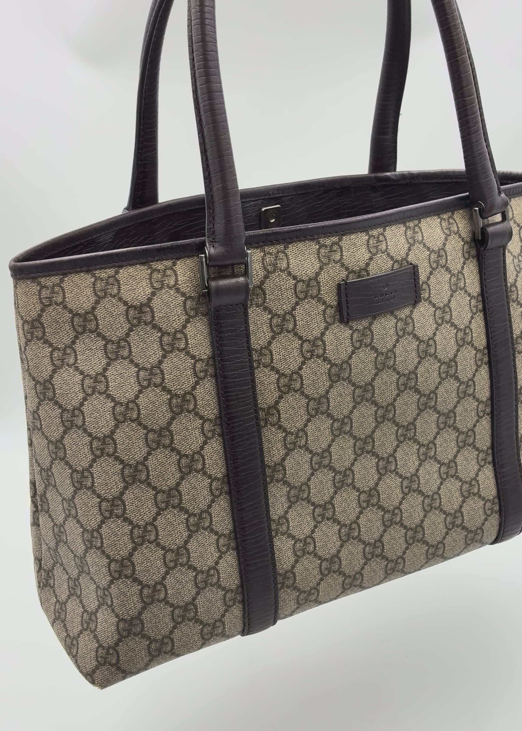 Preloved | Gucci GG Supreme Monogram Totebag Håndtaske i Brun Canvas