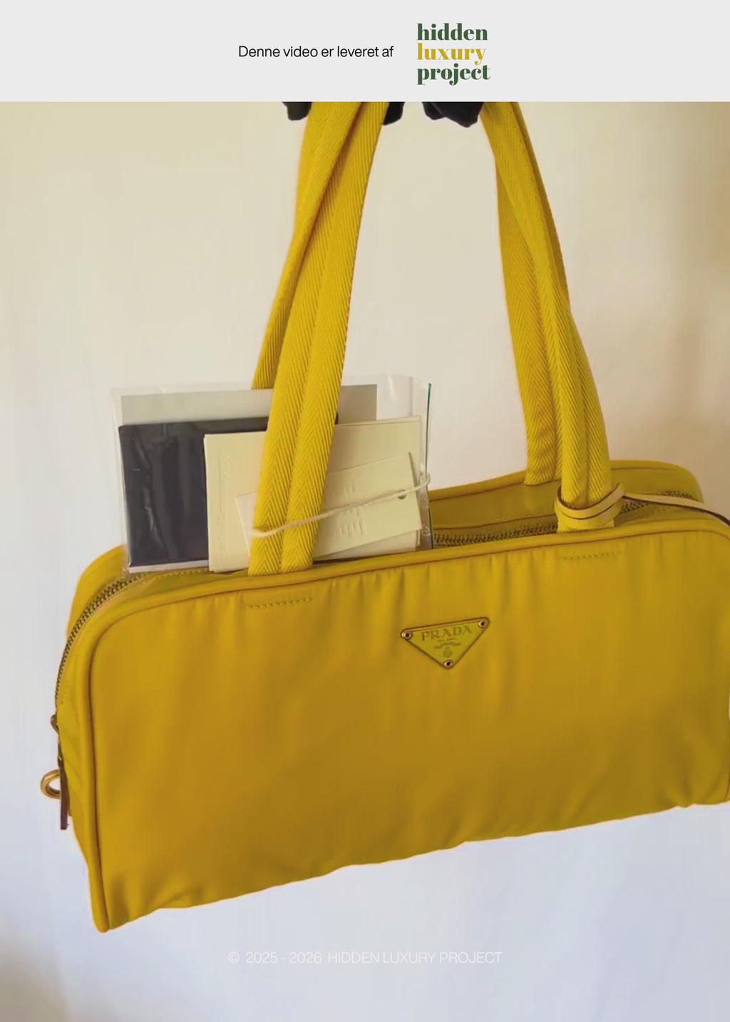 Preloved | Prada Skuldertaske i Gul Nylon med Læderdetaljer