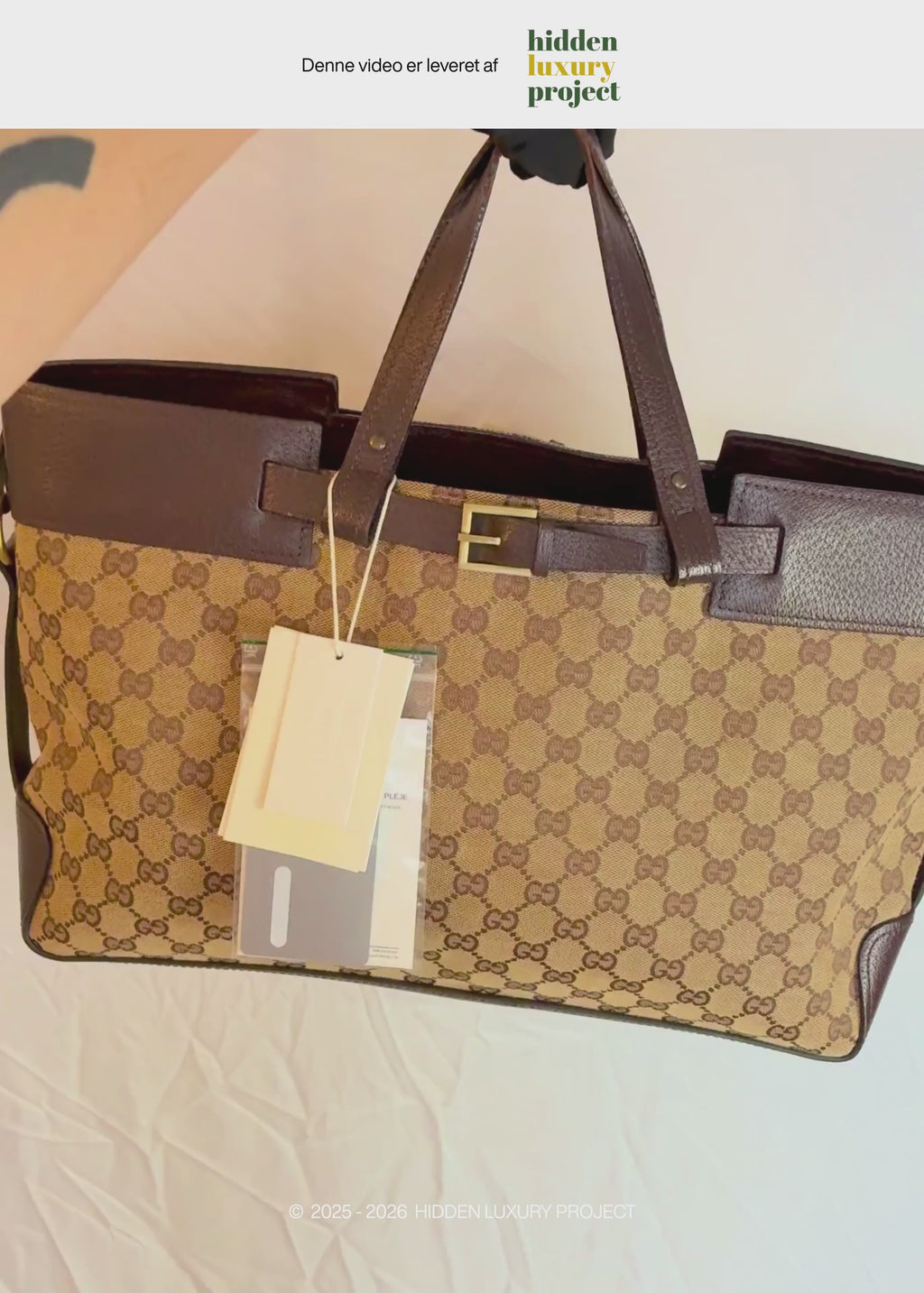 Preloved | Gucci GG Monogram Håndtaske med Brun Læder