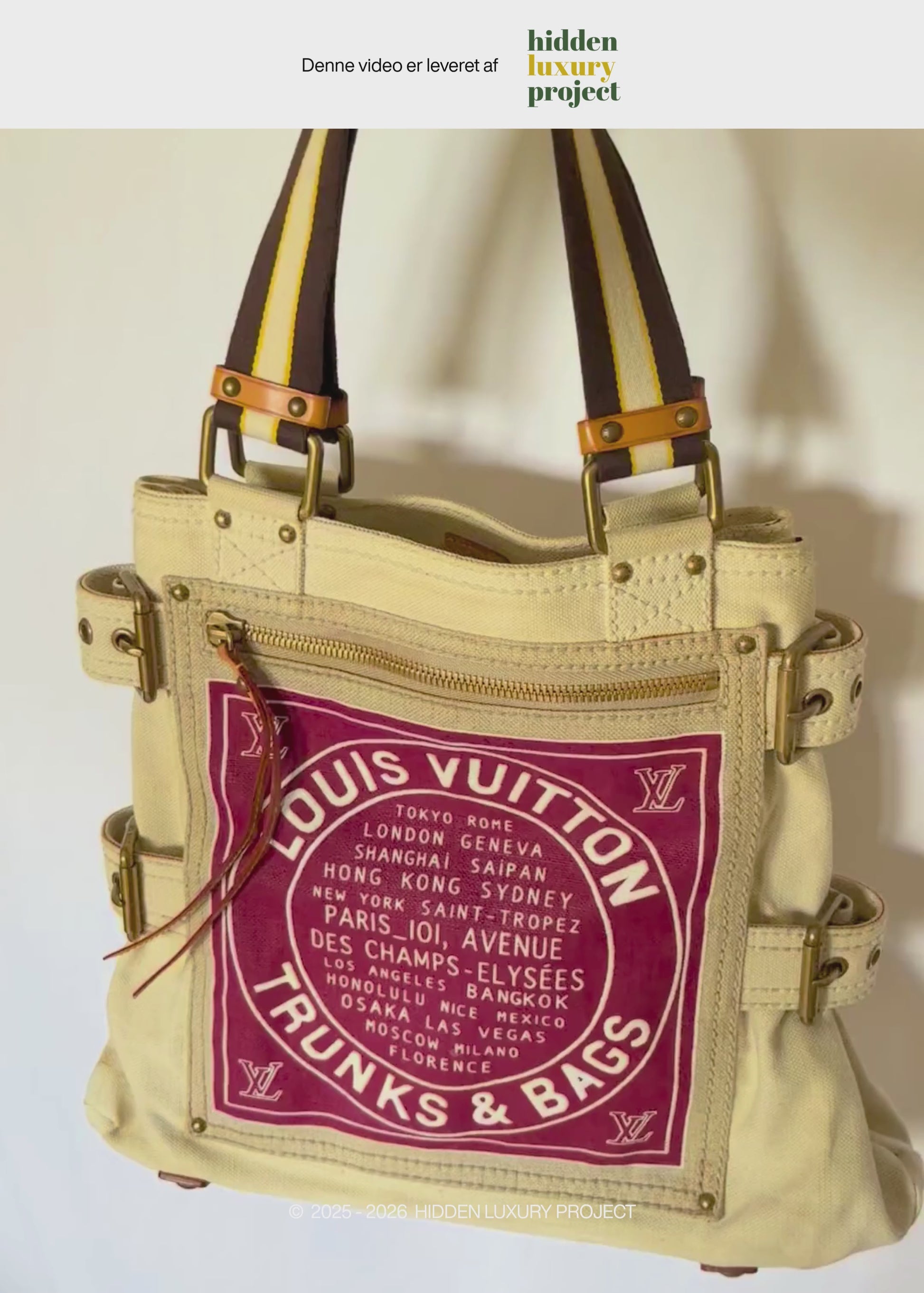 Preloved | Louis Vuitton Toile Globe Shopper Cabas MM Totebag i Denim Rød Canvas