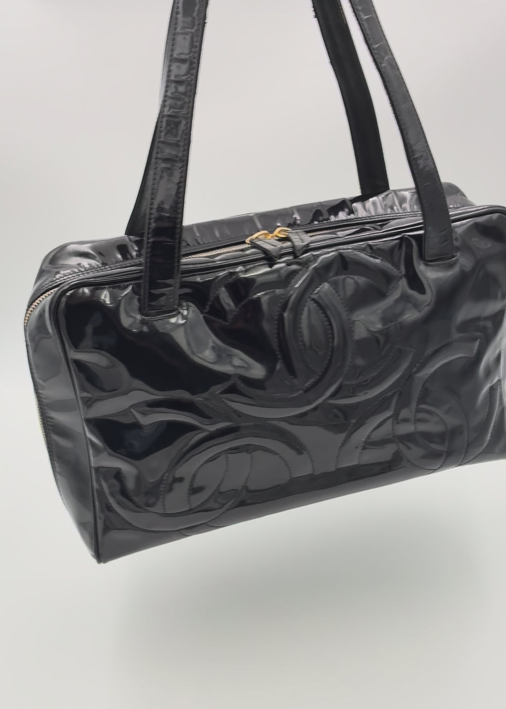 Preloved | Chanel Triple CC Håndtaske i Sort Laklæder