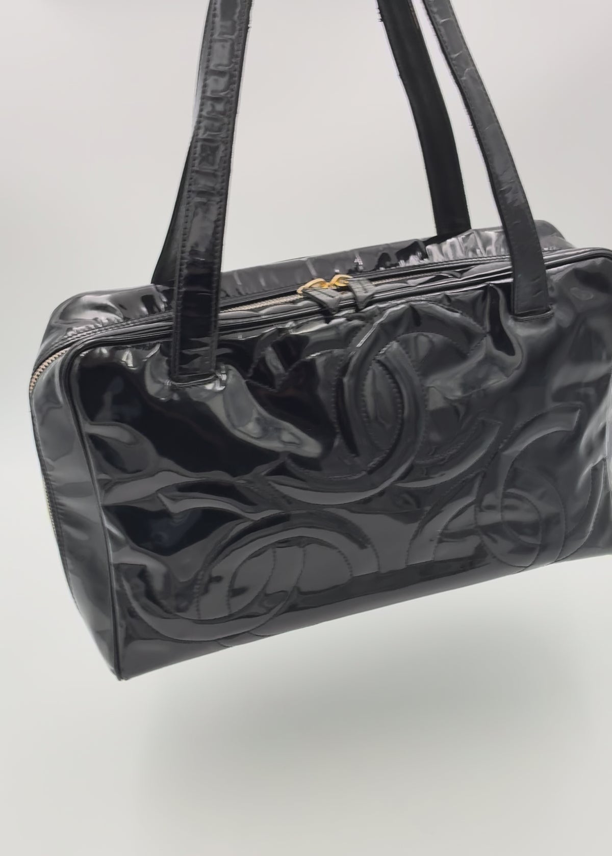 Preloved | Chanel Triple CC Håndtaske i Sort Laklæder