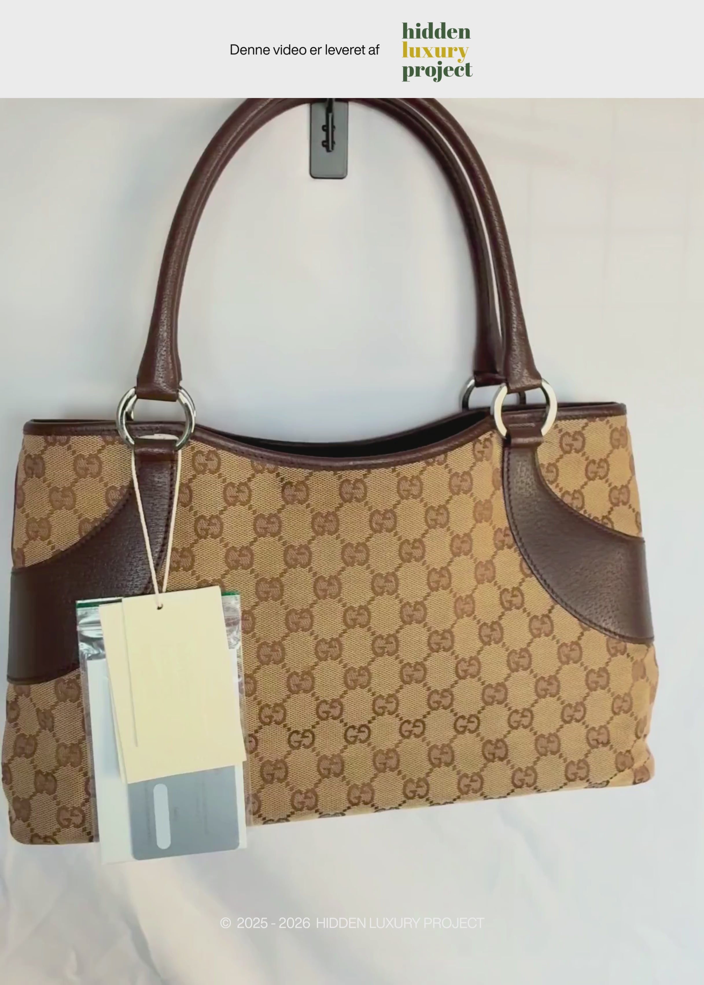 Preloved | Gucci GG Monogram Skuldertaske med Brun Læder