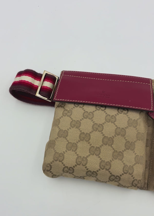 Preloved | Gucci GG Monogram Bæltetaske i Bordeaux Canvas