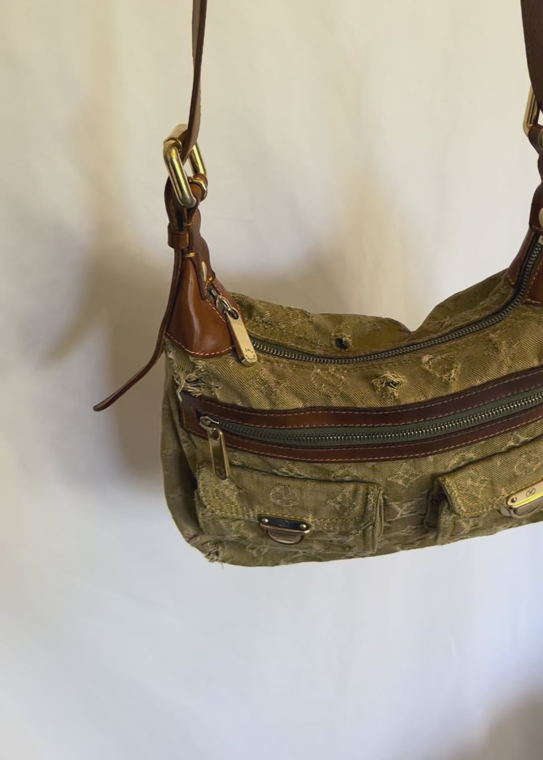 Preloved | Louis Vuitton Monogram Denim Baggy PM Crossbody i Grøn Gul Lichen Canvas