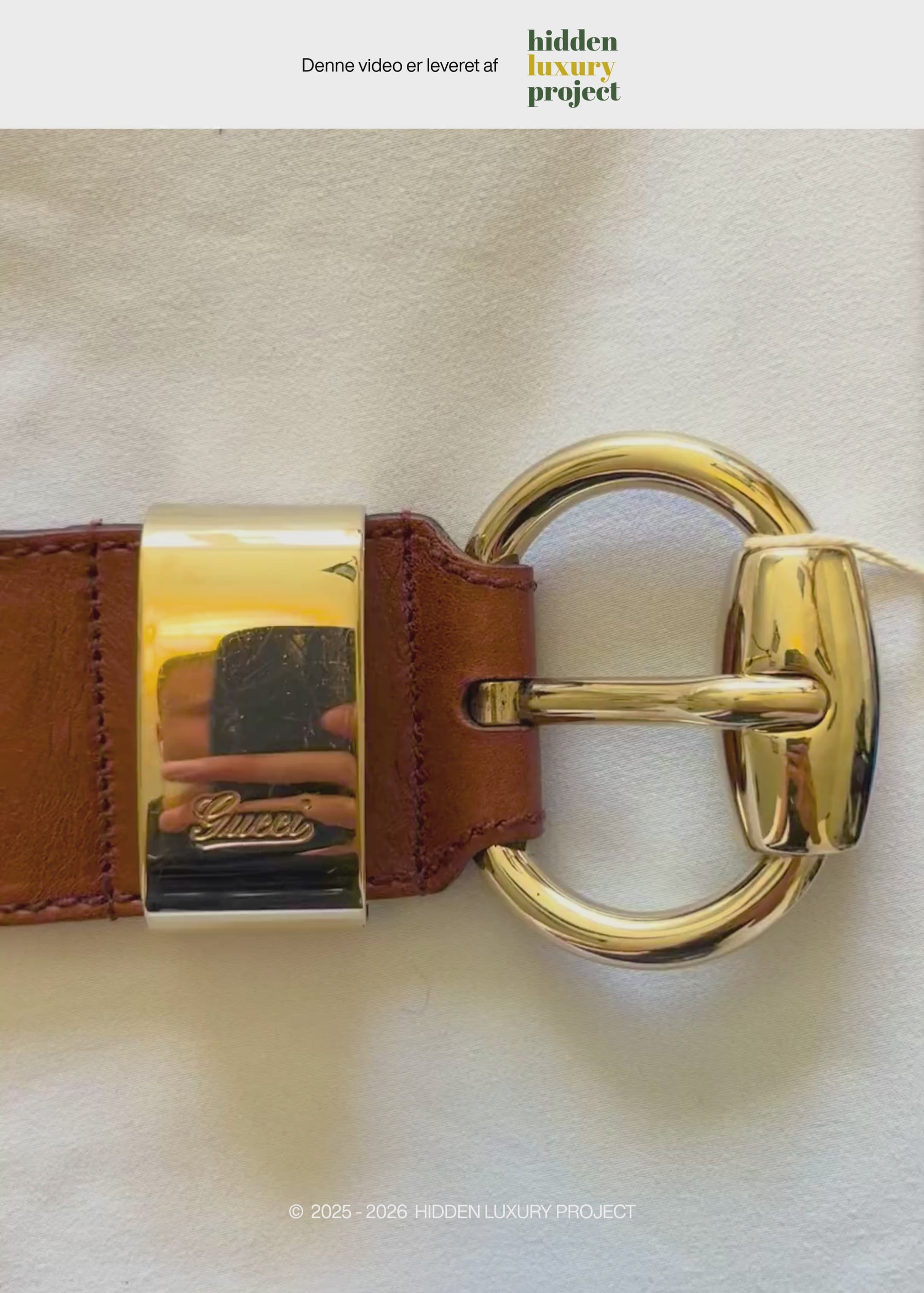 Preloved | Gucci Monogram Guccissima Bredt Læderbælte i Brunt med Guldspænde