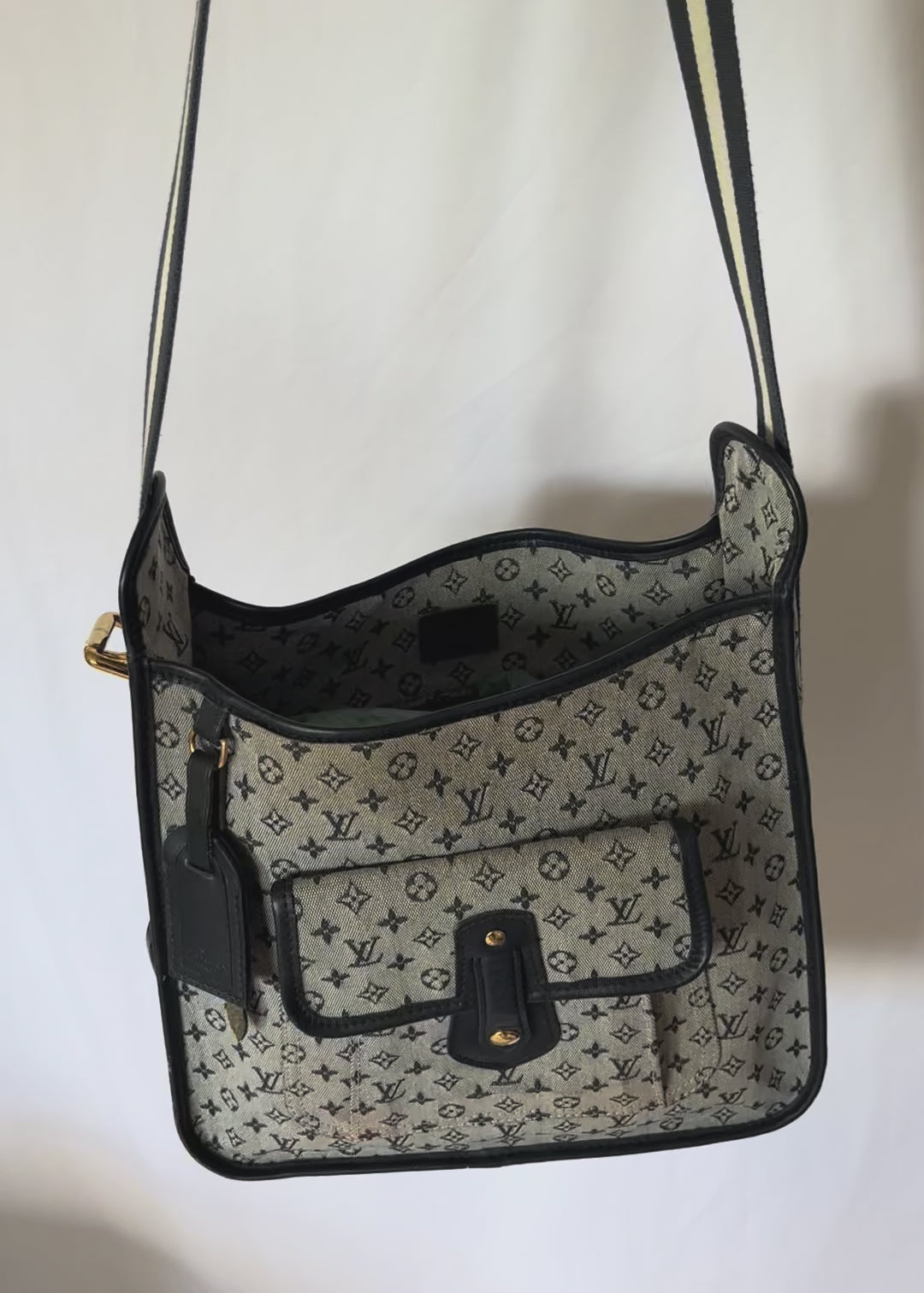 Preloved | Louis Vuitton Monogram Mini Run Buzas Crossbody i Grå Blå Canvas