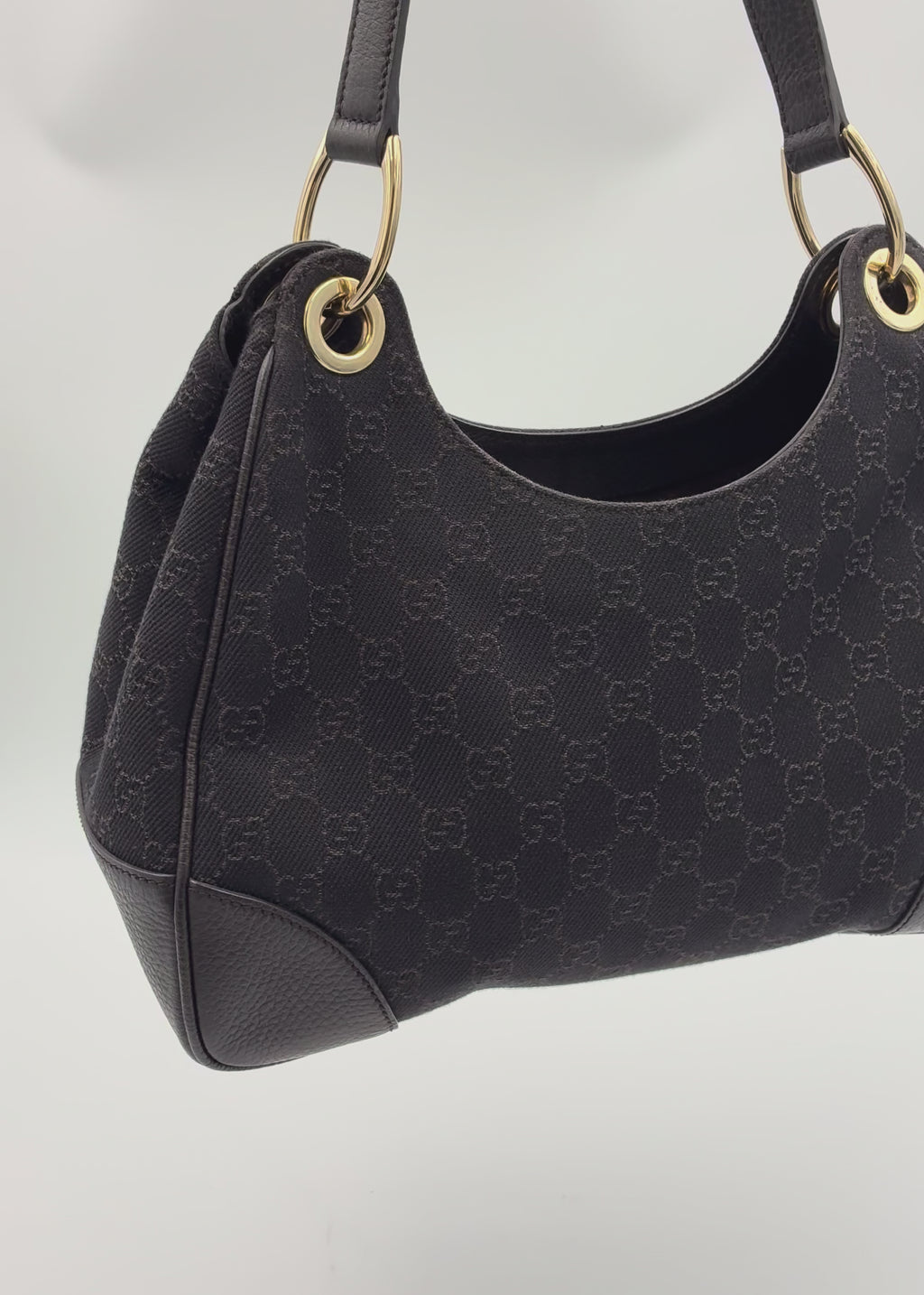 Preloved | Gucci GG Monogram Skuldertaske i Sort Canvas