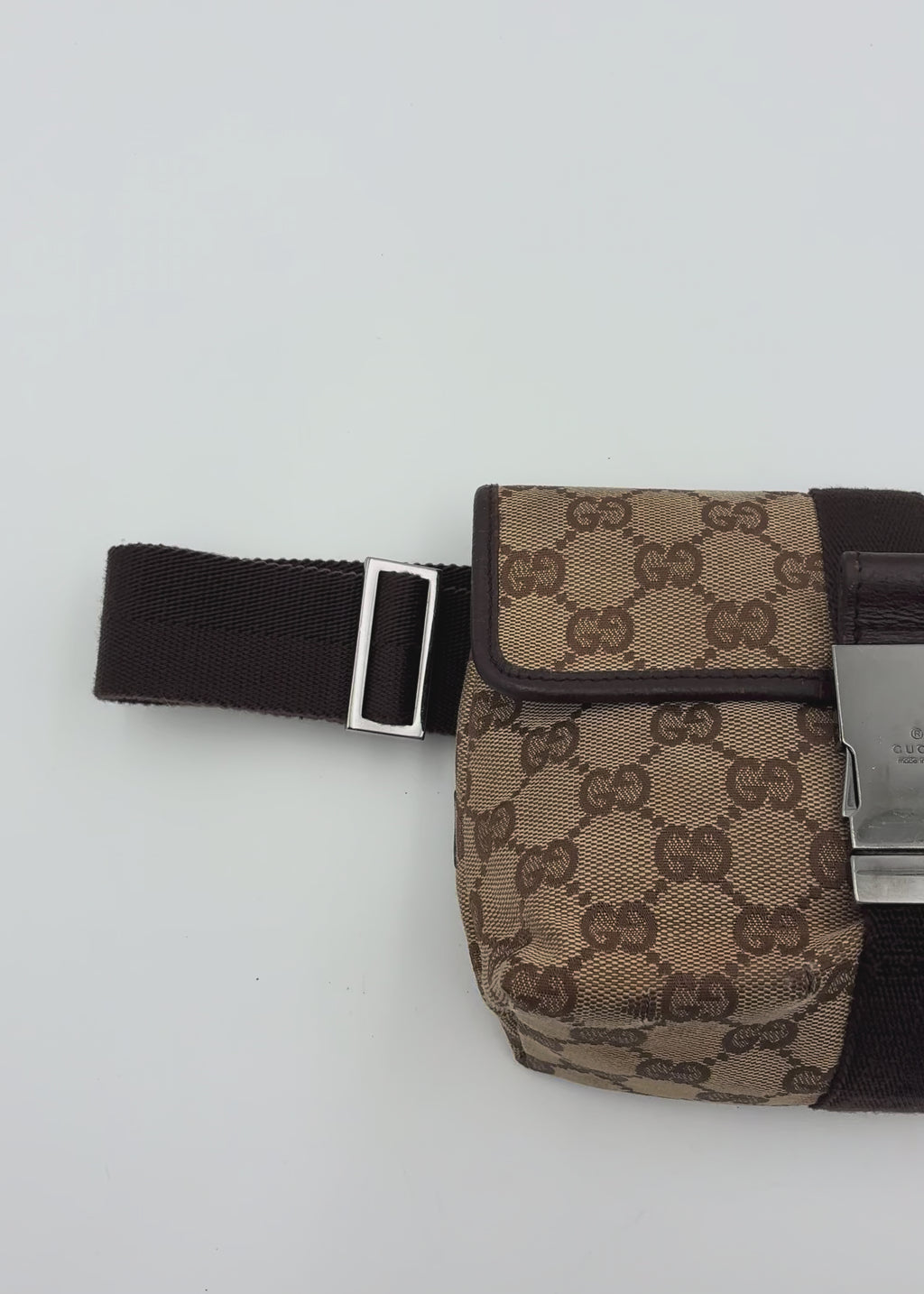 Preloved | Gucci Monogram Bæltetaske i Brun Canvas