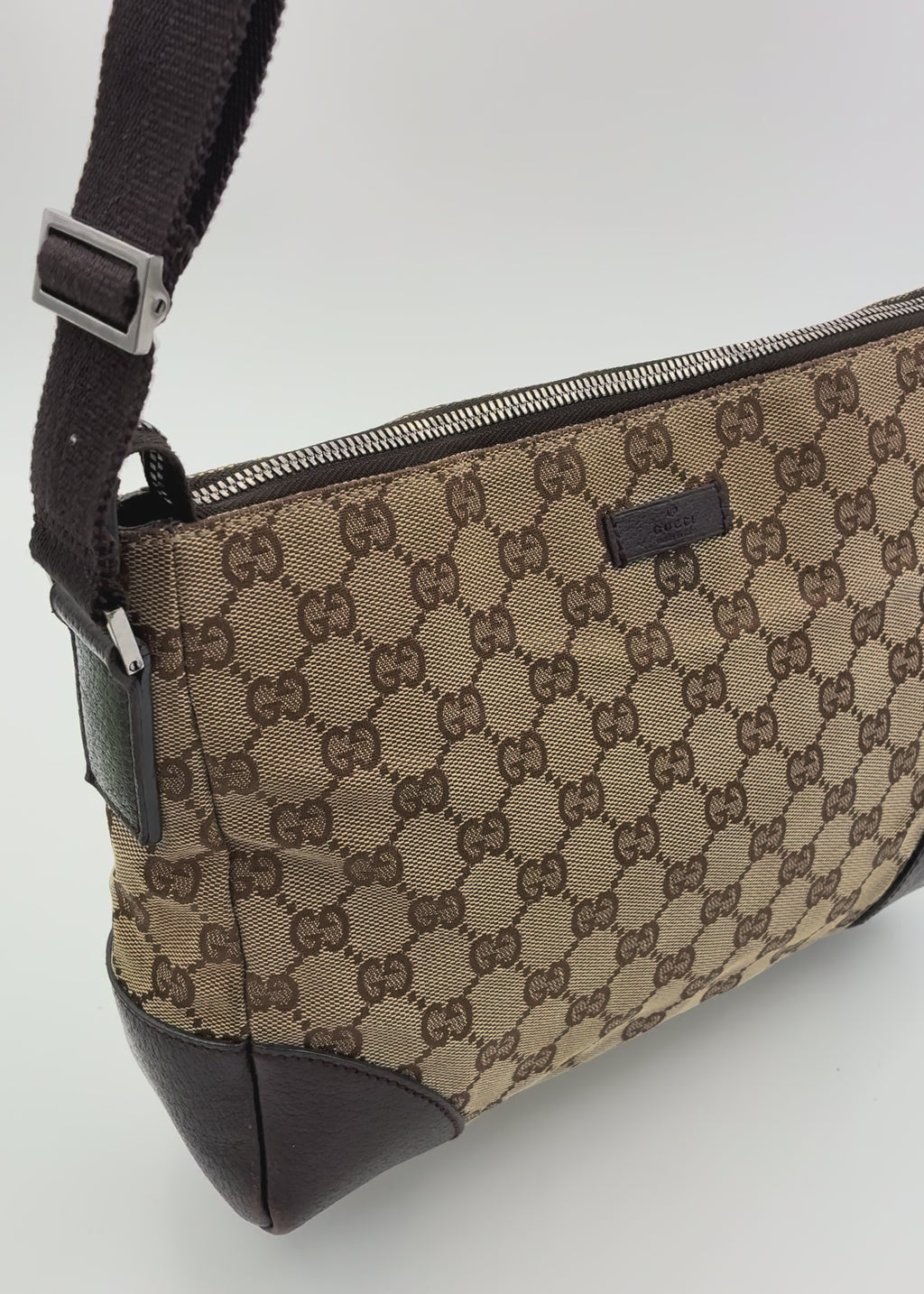 Preloved | Gucci Monogram Messenger Crossbody i Brun Canvas