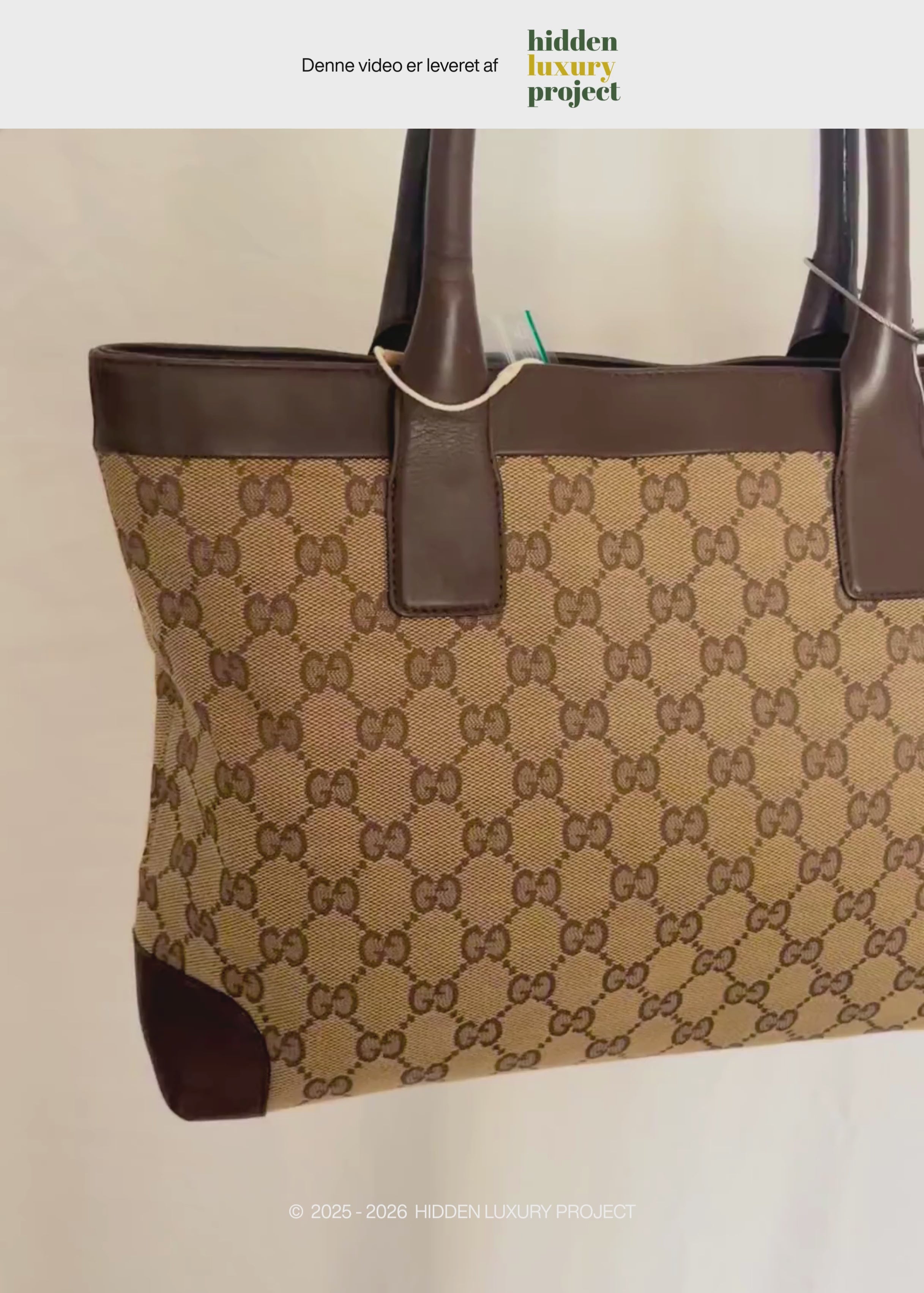 Preloved | Gucci Monogram Totebag i GG Supreme med Brun Læder