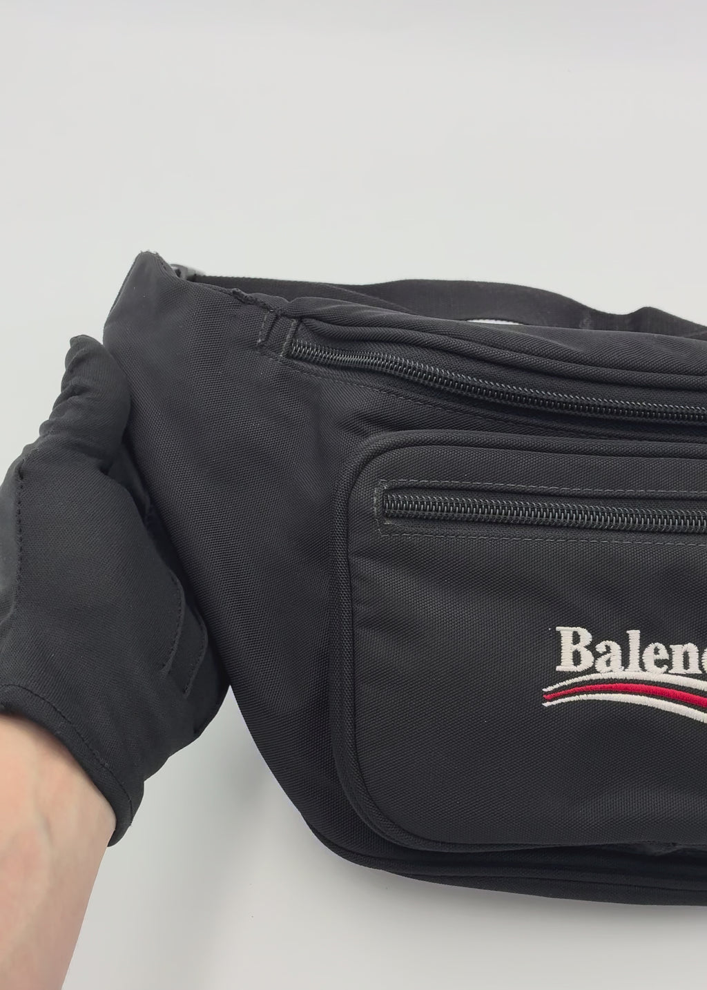 Preloved | Balenciaga Political Logo Bæltetaske i Sort Nylon
