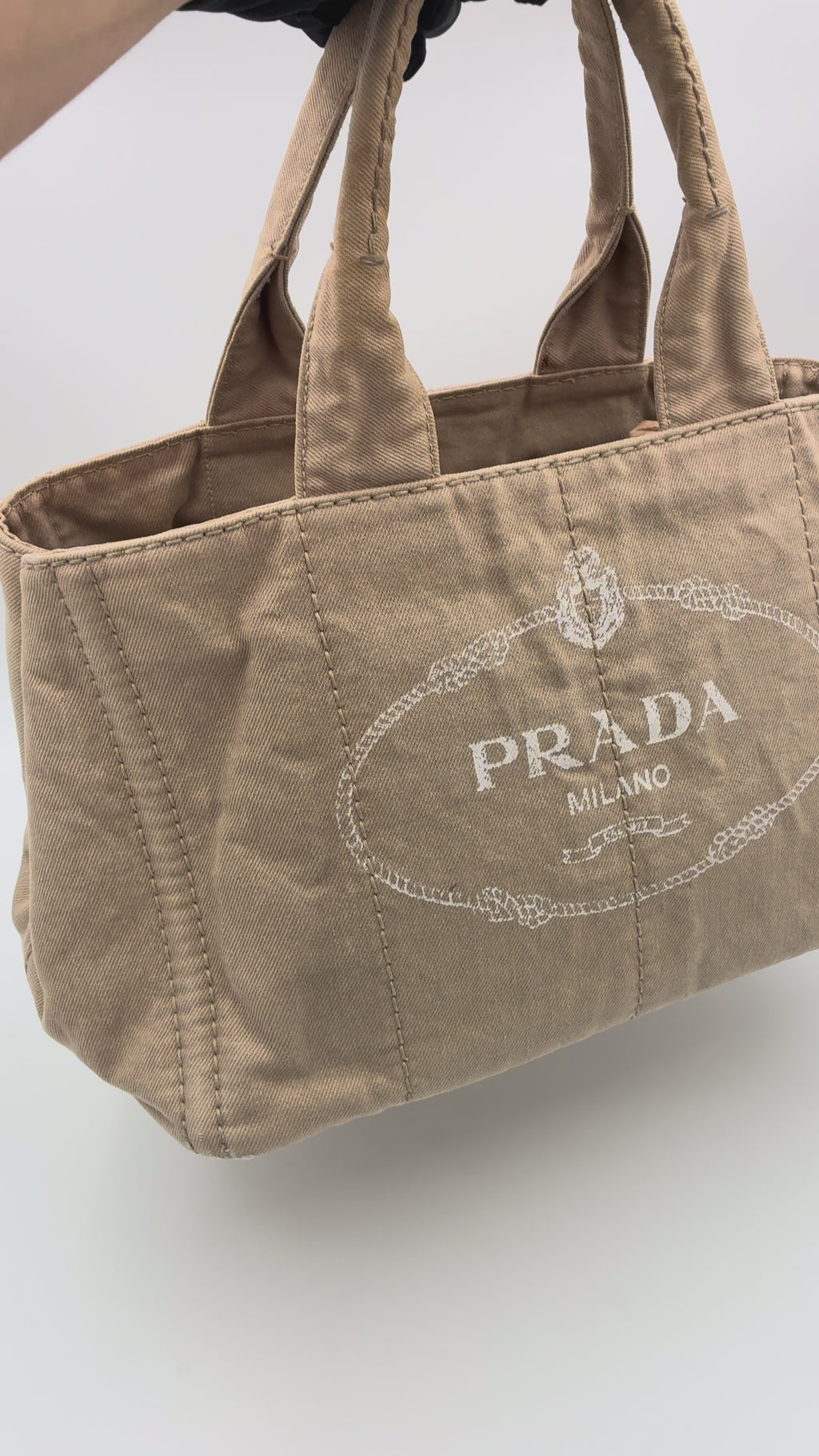 Preloved | Prada Canapa Totebag Håndtaske i Beige Canvas