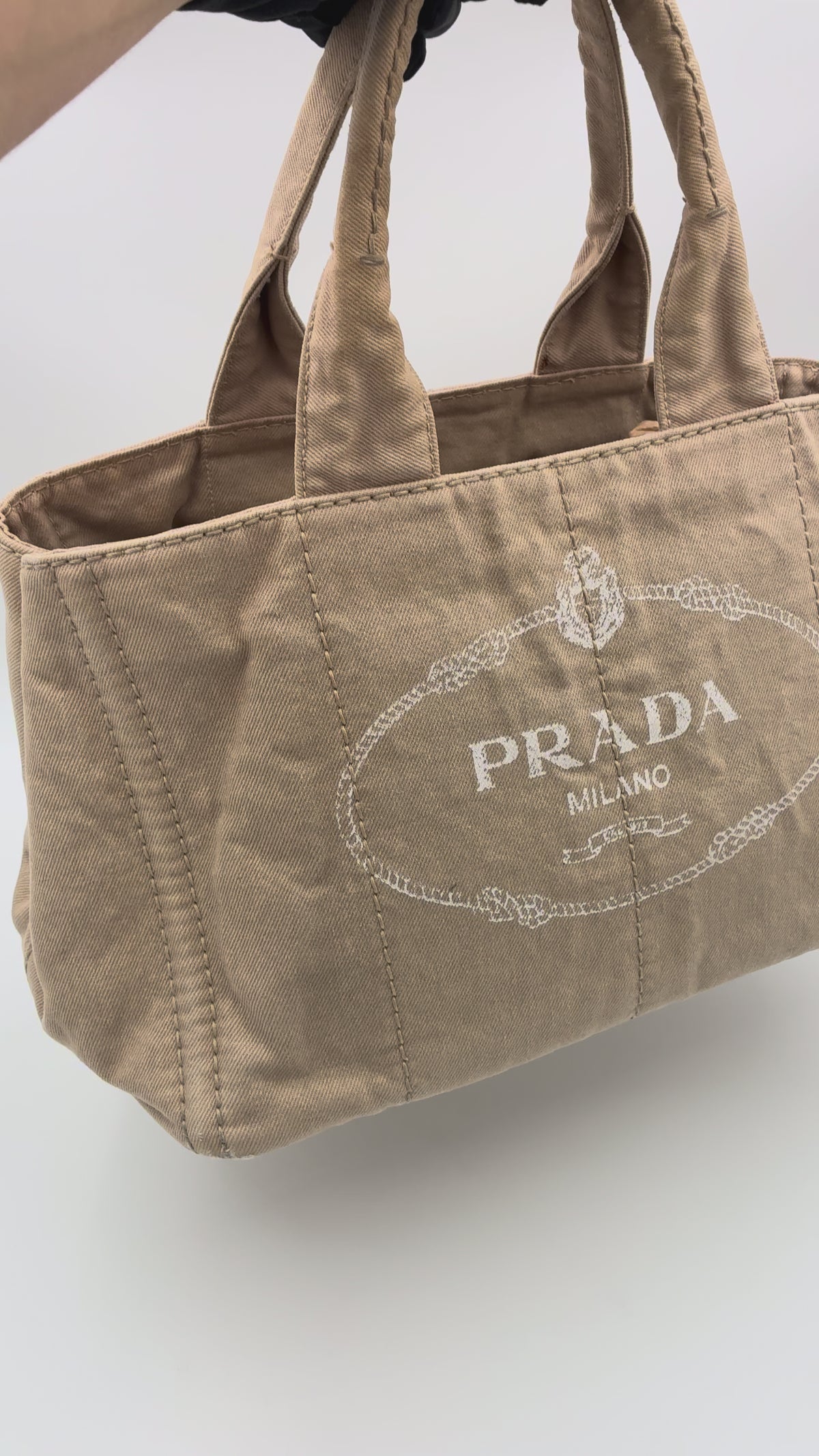 Preloved | Prada Canapa Totebag Håndtaske i Beige Canvas