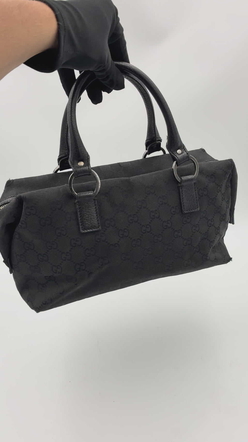 Preloved | Gucci GG Monogram Håndtaske i Sort Canvas