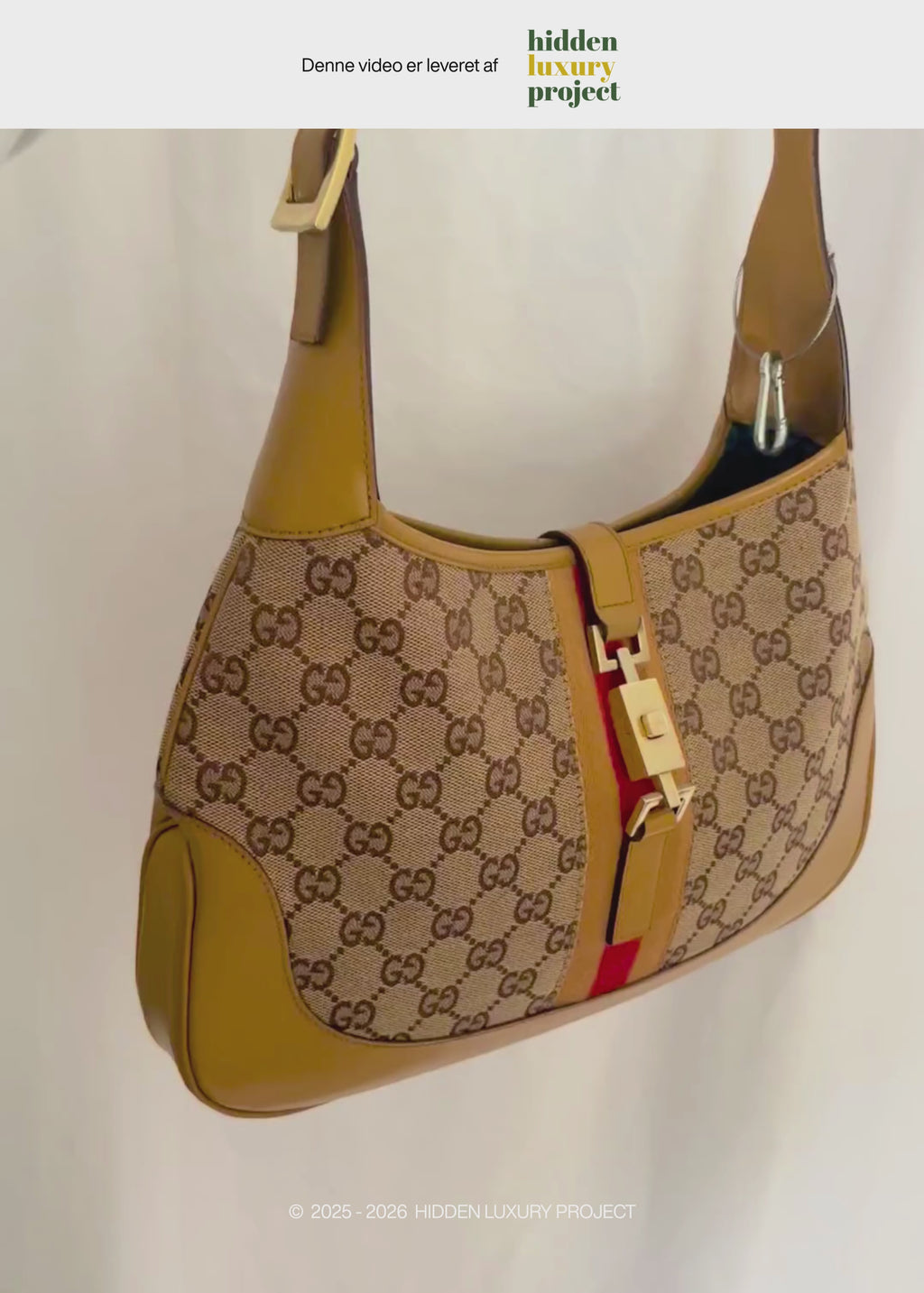 Preloved | Gucci Monogram Jackie Skuldertaske i GG Canvas med Gul Læder
