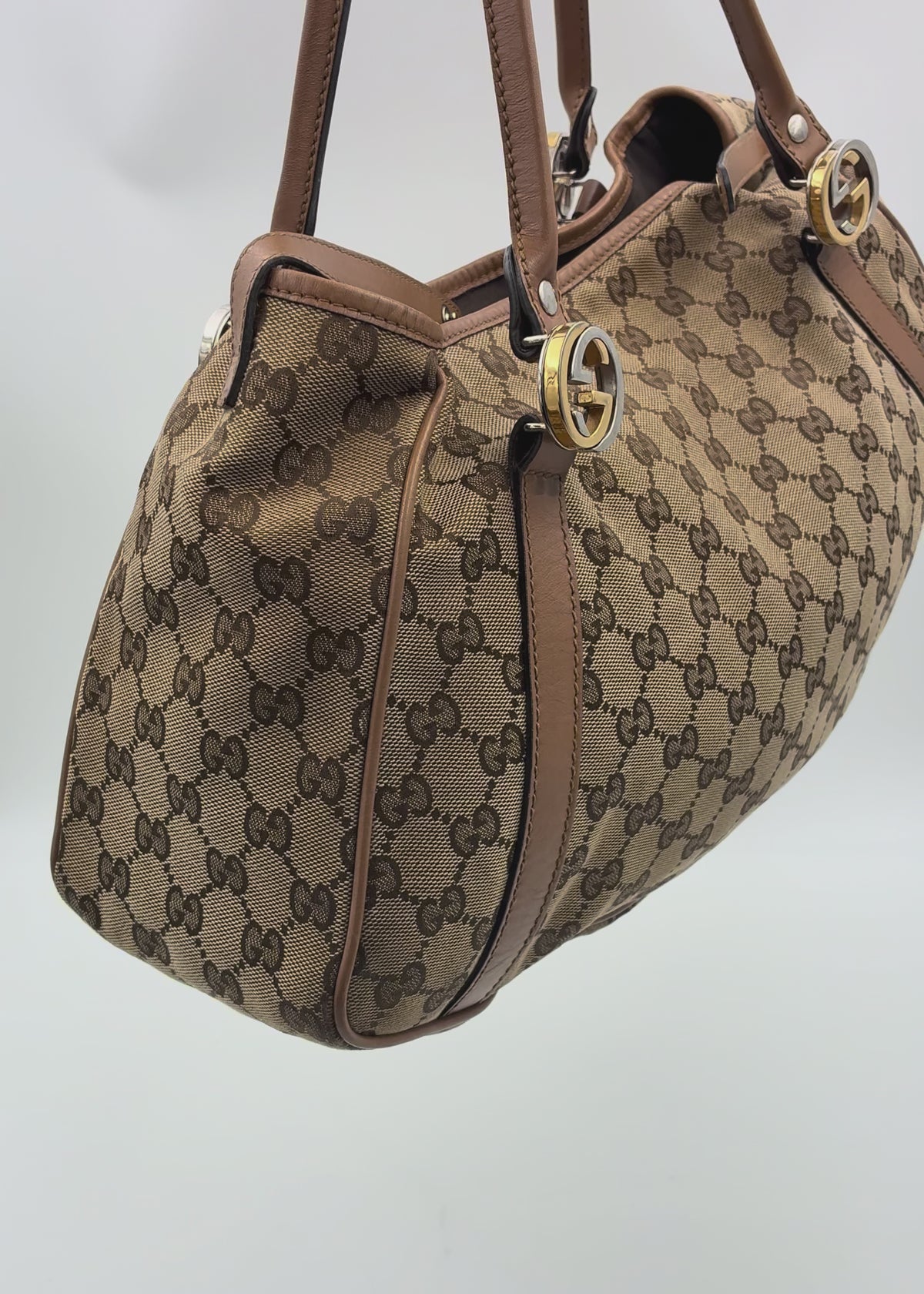 Preloved | Gucci GG Monogram Skuldertaske i Brun Canvas
