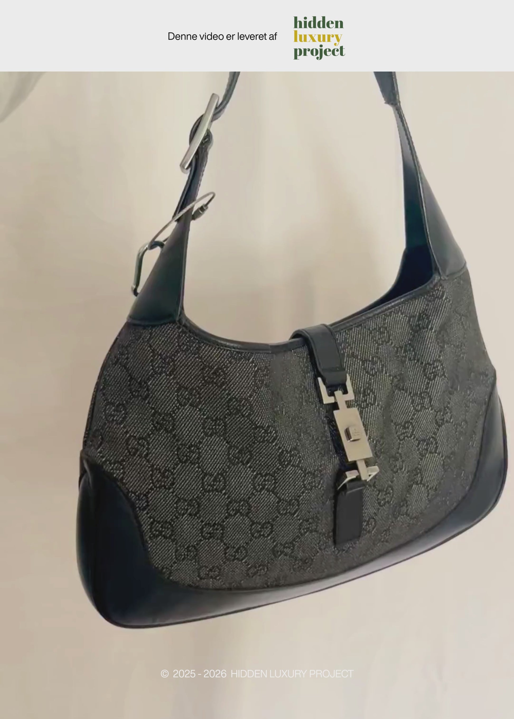 Preloved | Gucci Monogram Jackie Skuldertaske i Metallic & Sort GG Canvas