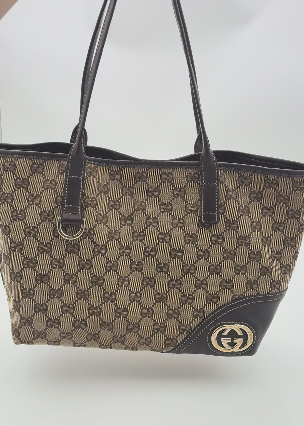 Preloved | Gucci GG Monogram Totebag i Brun med Guld Hardware