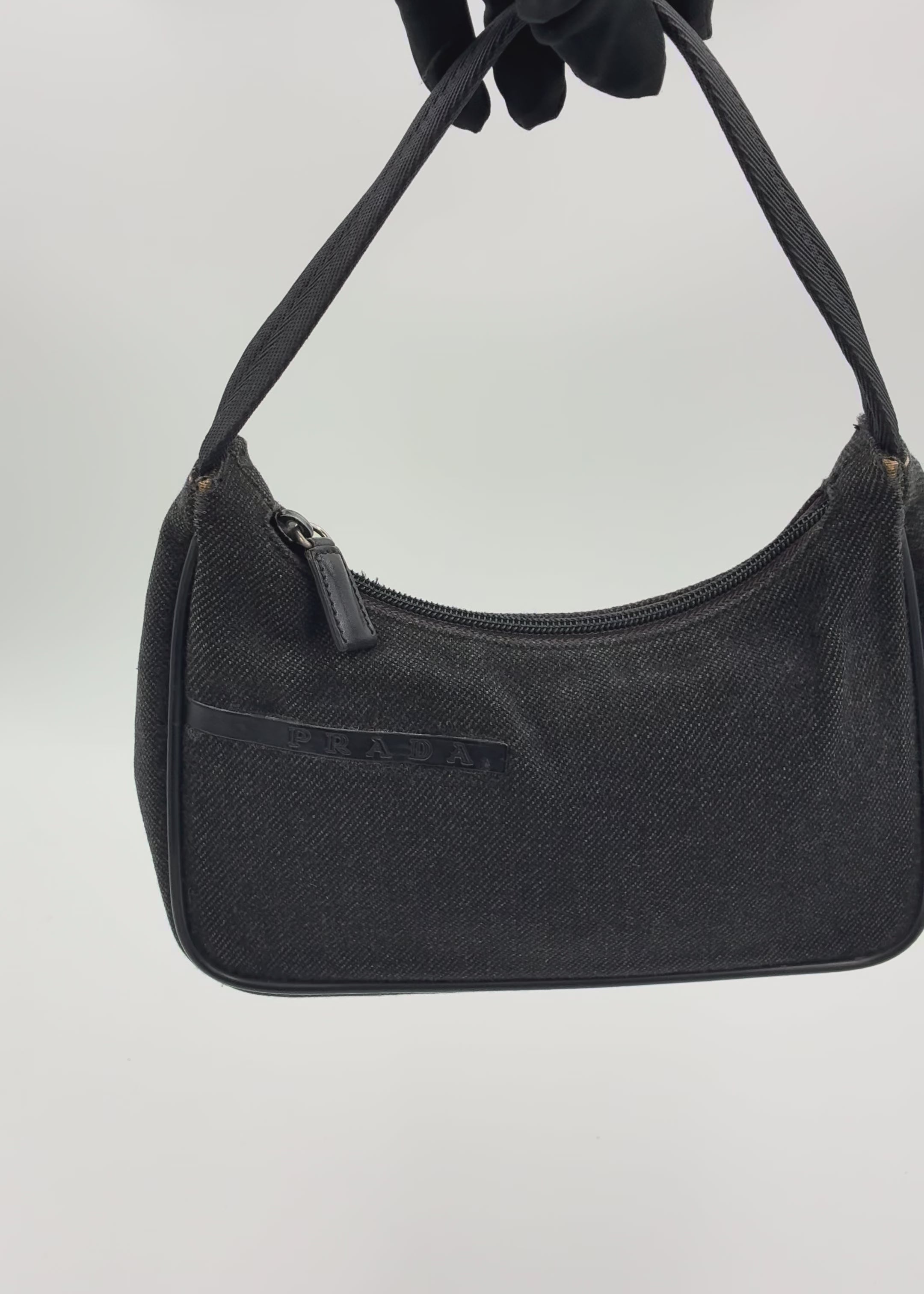 Preloved | Prada Sport Hobo Pochette i Grå Uld