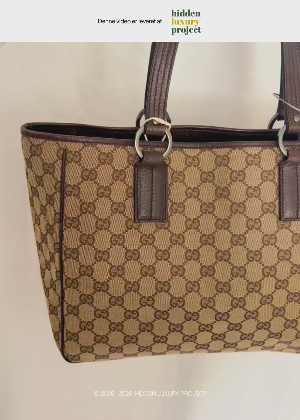 Preloved | Gucci Monogram Totebag i GG Canvas med Brun Læder