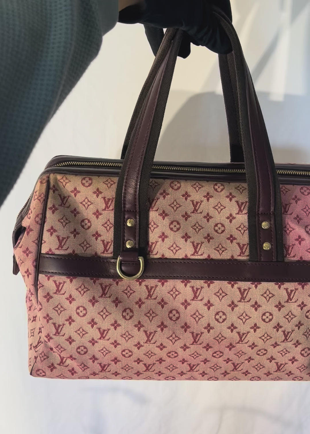 Preloved | Louis Vuitton Monogram Mini Josephine GM i Pink & Bordeaux Rød Denim Canvas