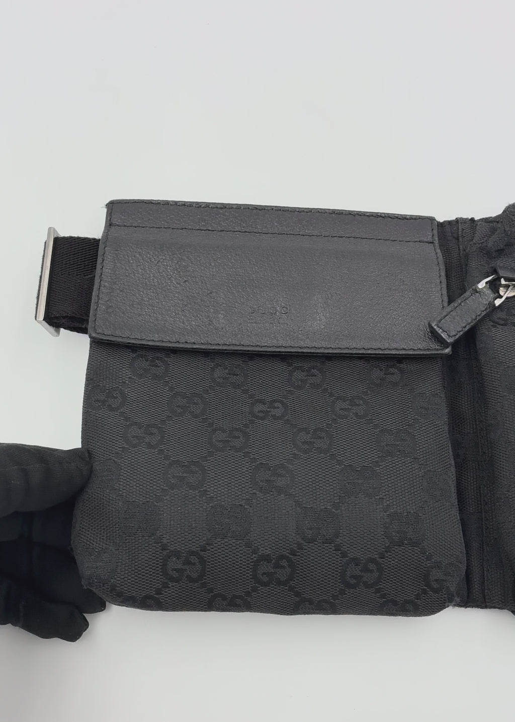 Preloved | Gucci Monogram Bæltetaske i Sort Canvas