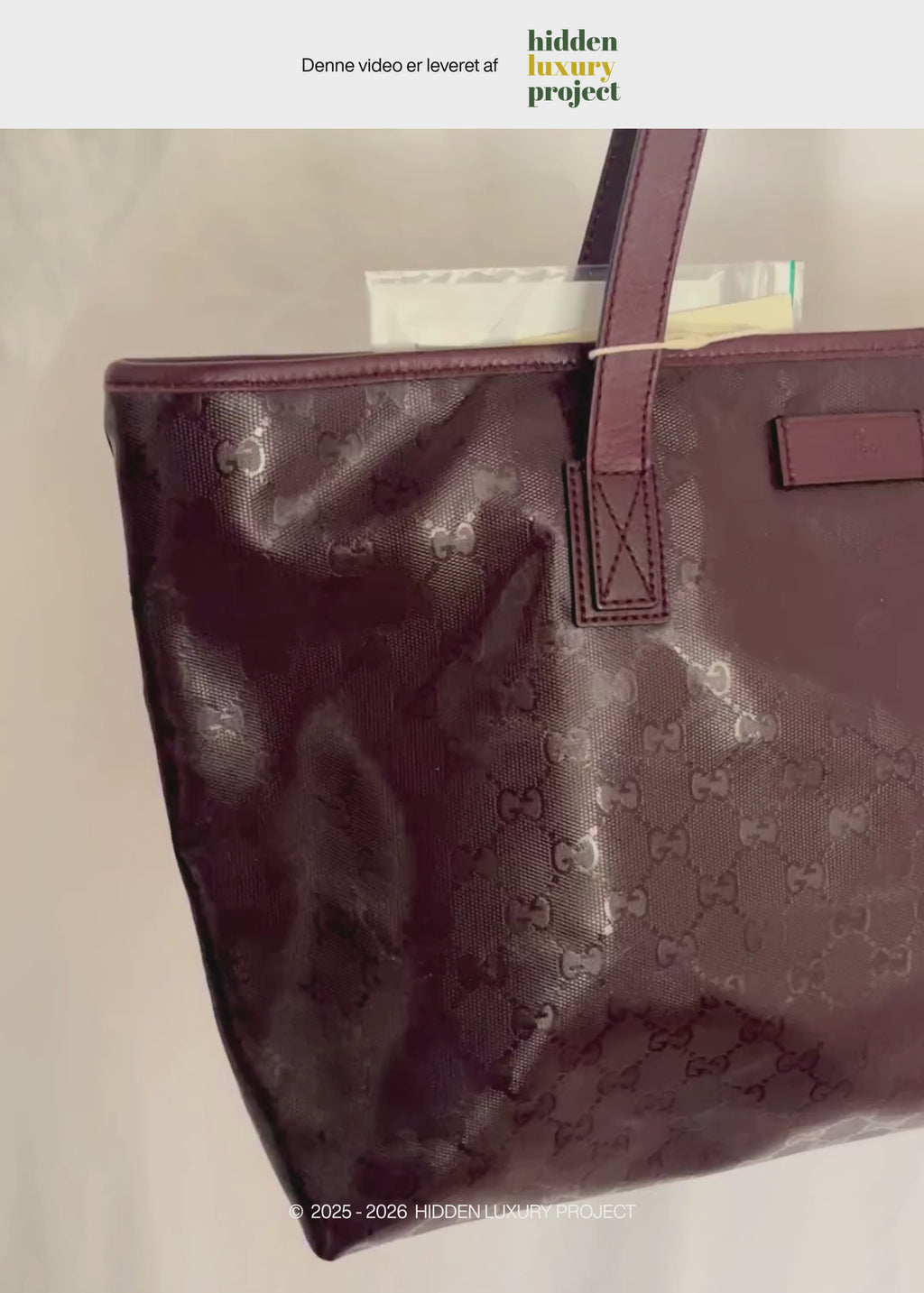 Preloved | Gucci Monogram Totebag i GG Imprime Canvas i Bordeaux Rød