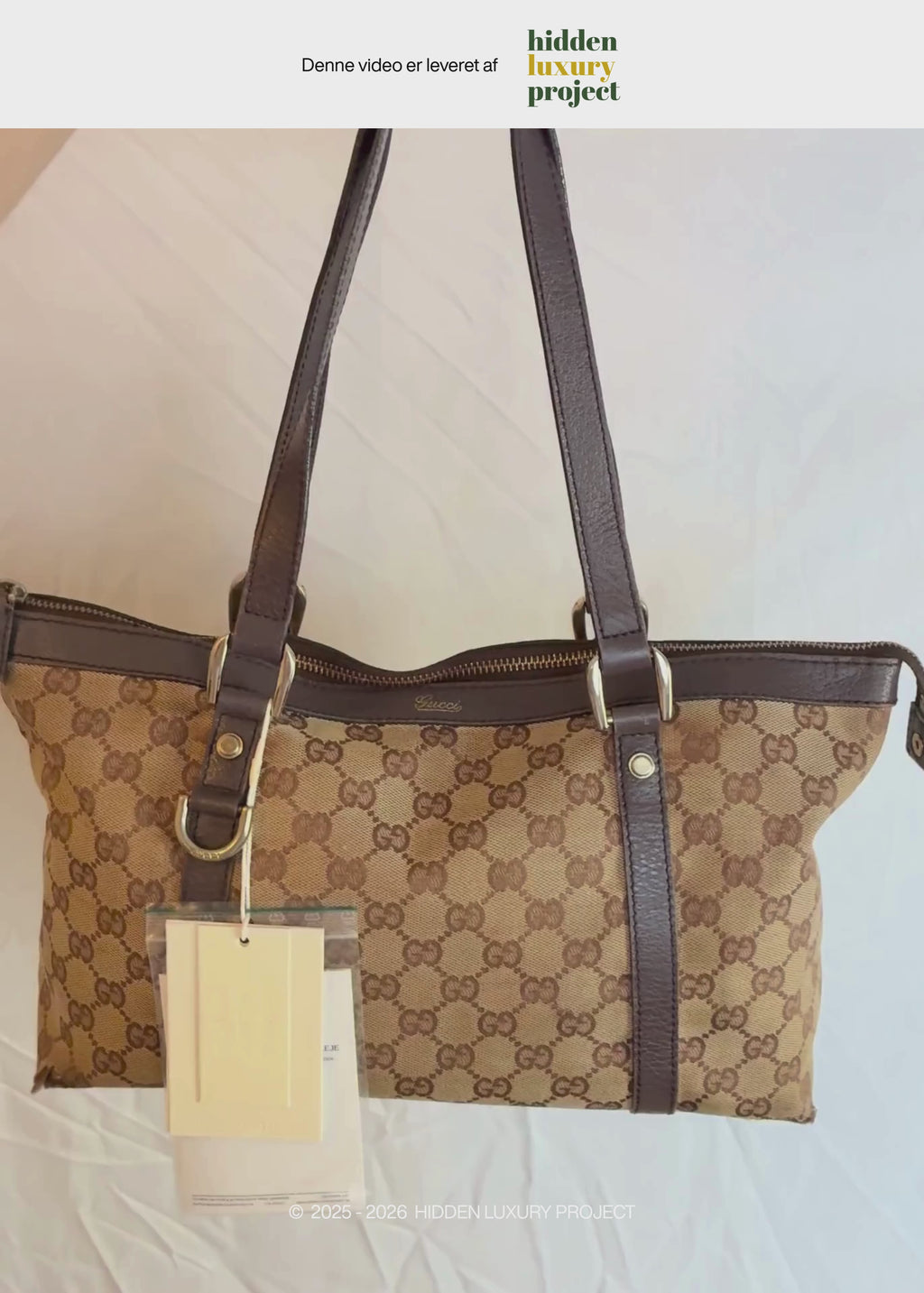 Preloved | Gucci GG Monogram Skuldertaske Abbey med Brun Læder